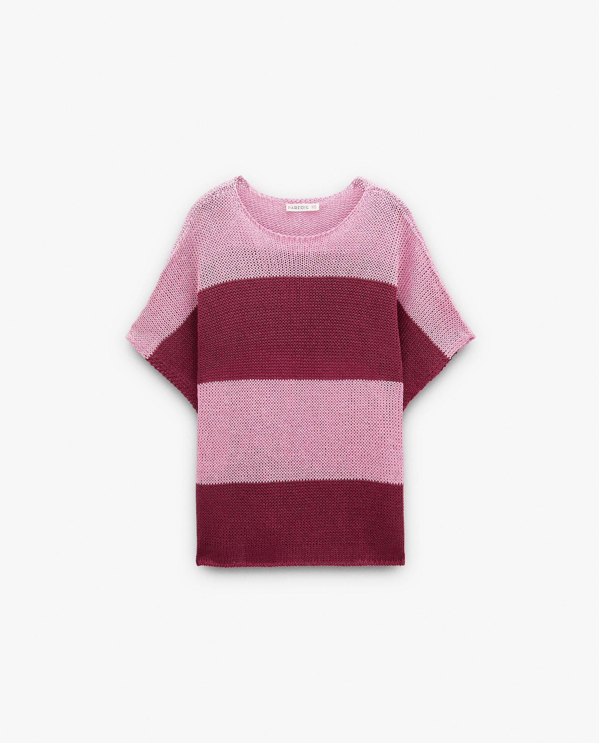 Jersey de mujer de punto con manga fluida y estampado de rayas - Parfois - Rosa Rosa-6