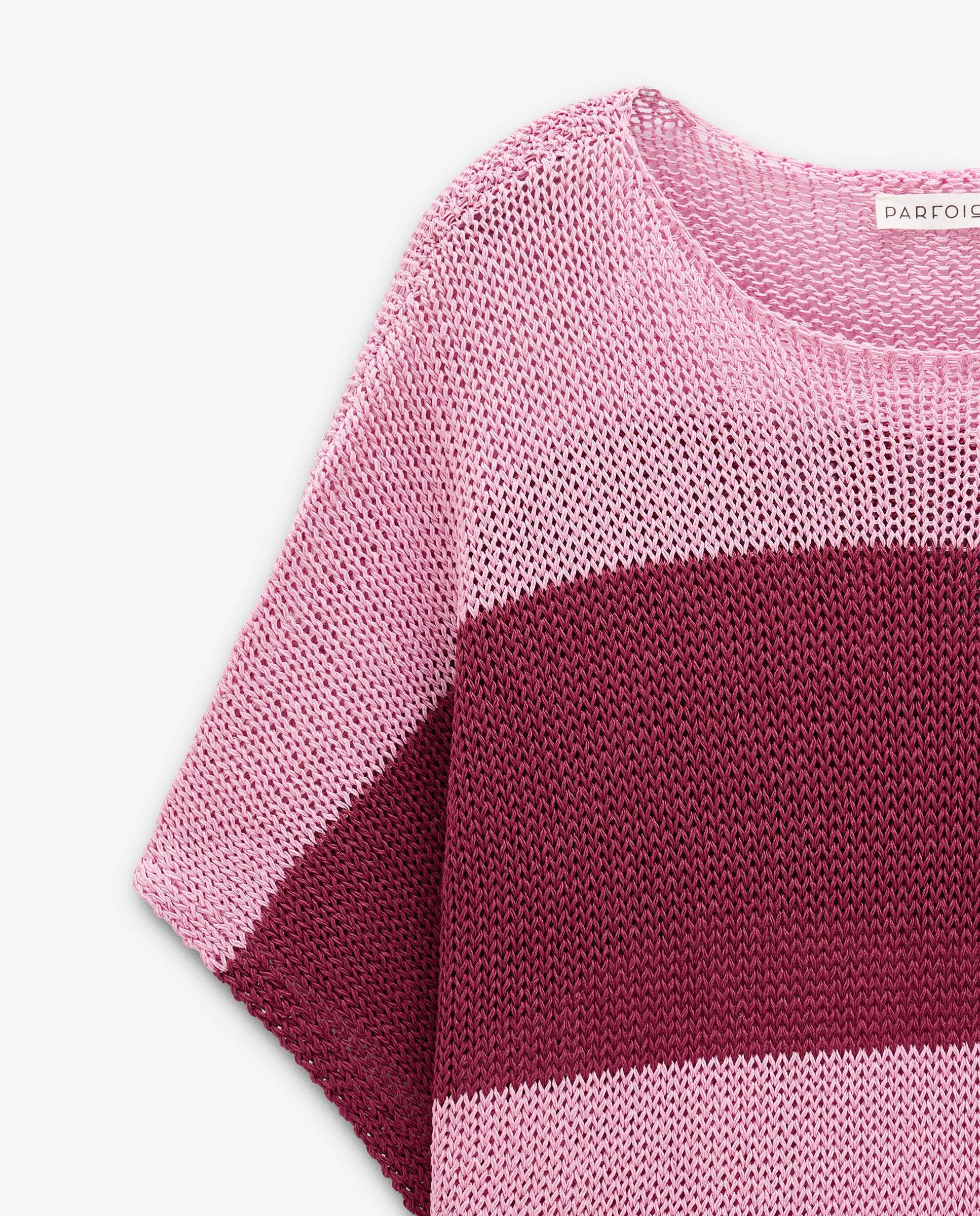 Jersey de mujer de punto con manga fluida y estampado de rayas - Parfois - Rosa Rosa-5