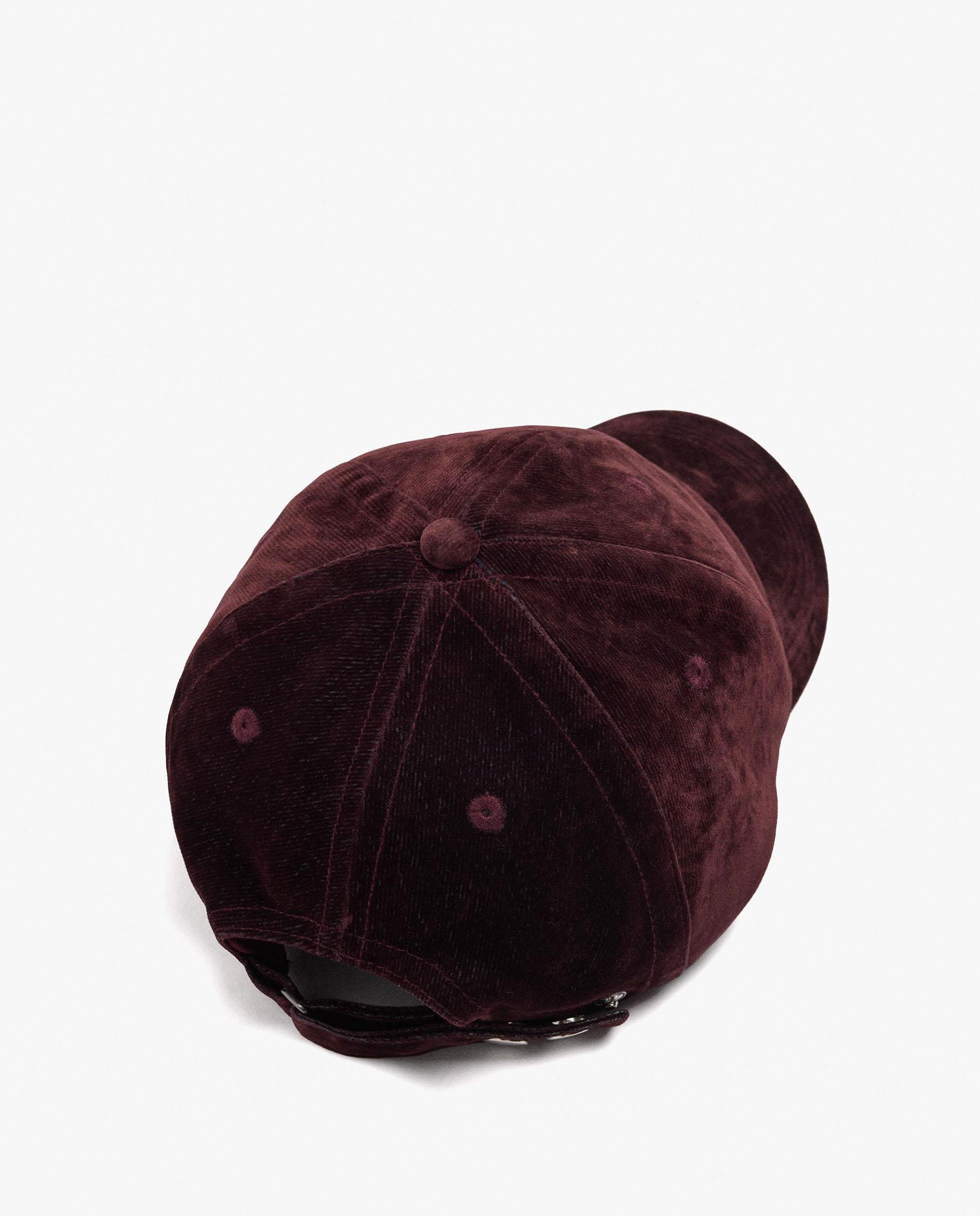 Gorra de mujer con pespuntes y lettering frontal - Parfois - Burdeos Burdeos-2