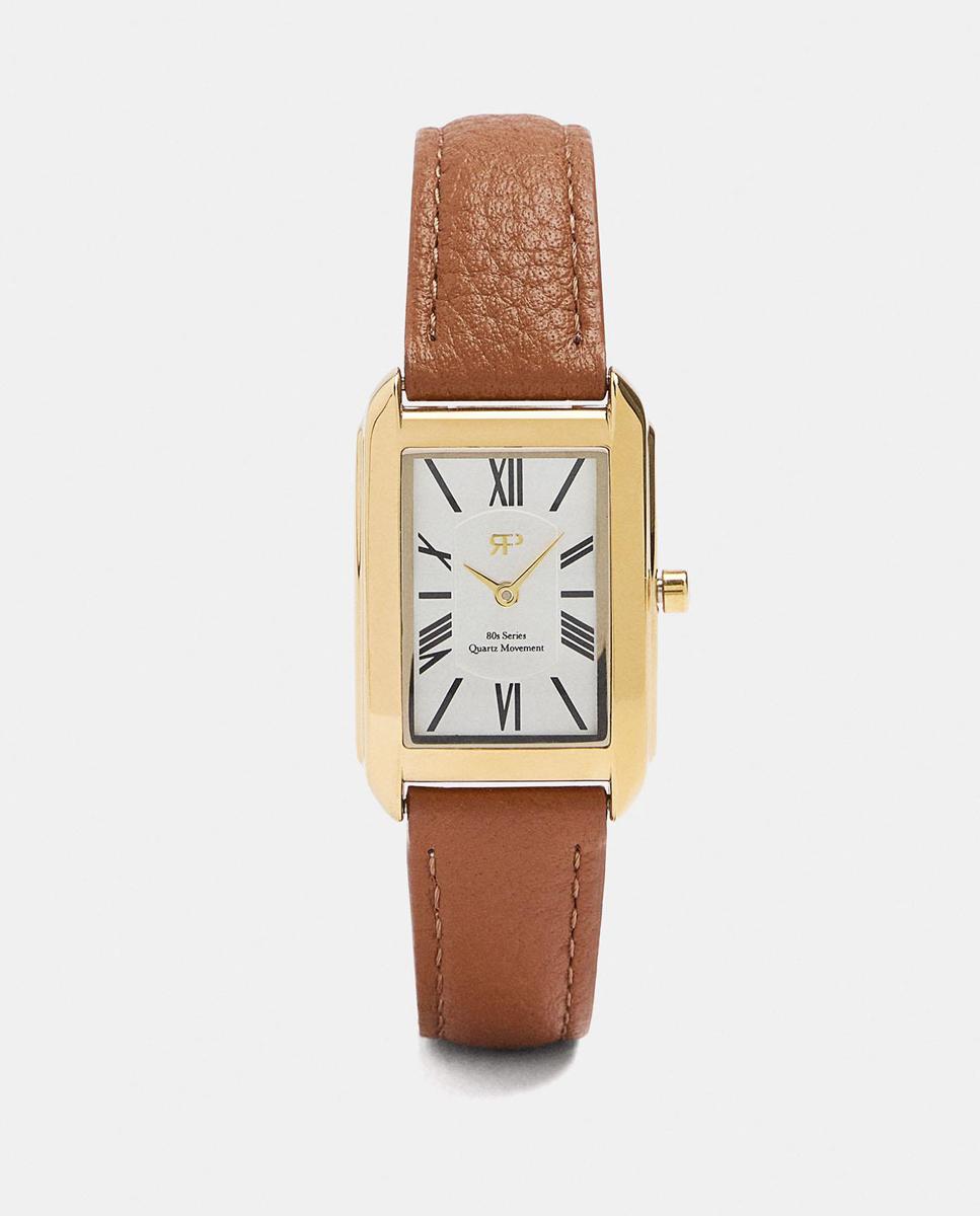 Imagen 0 de Reloj de mujer de piel con cierre de hebilla en liso Marrón