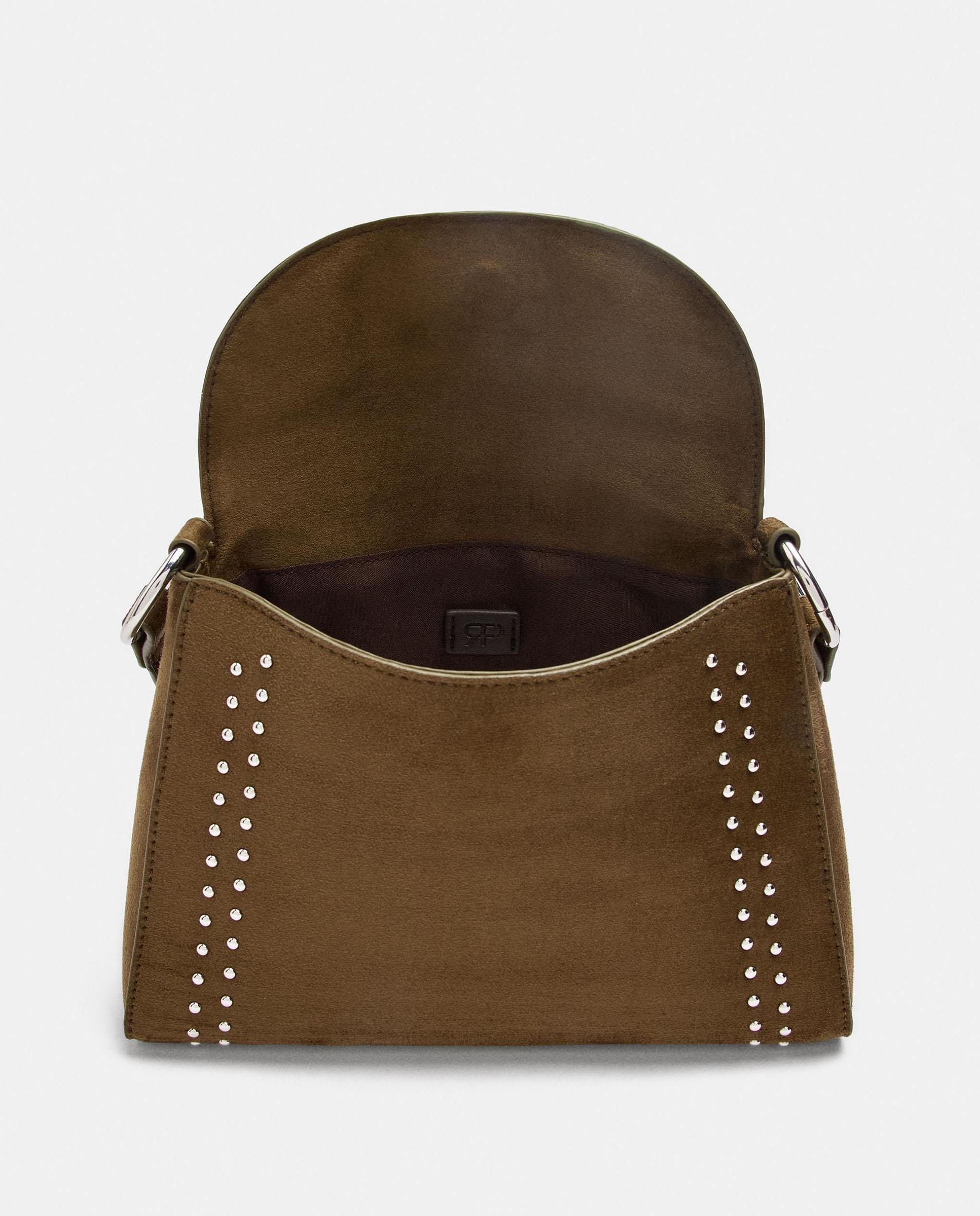Bolso de mano estilo tote con tachuelas y cierre imantado - Parfois - Kaki Kaki-4
