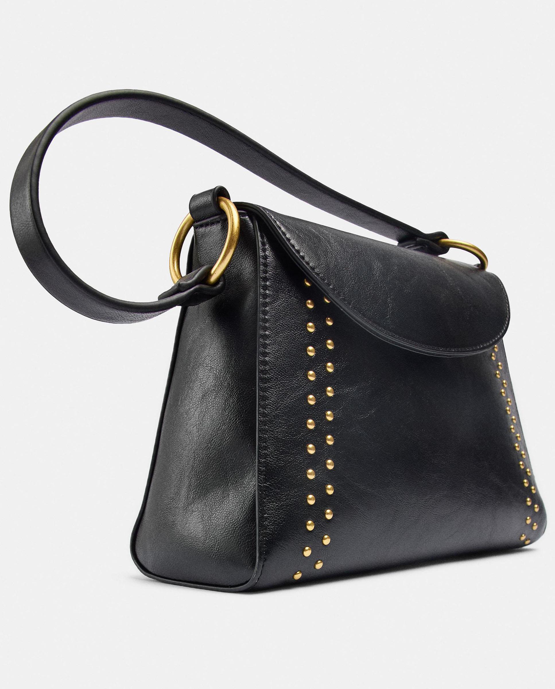 Bolso de mano estilo tote con tachuelas y cierre imantado - Parfois - Negro Negro-3