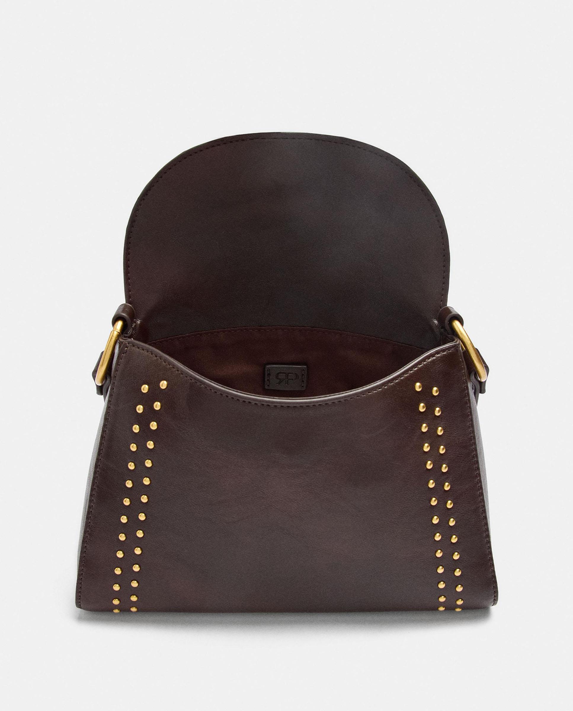 Bolso de mano estilo tote con tachuelas y cierre imantado - Parfois - Marrón oscuro Marrón oscuro-4