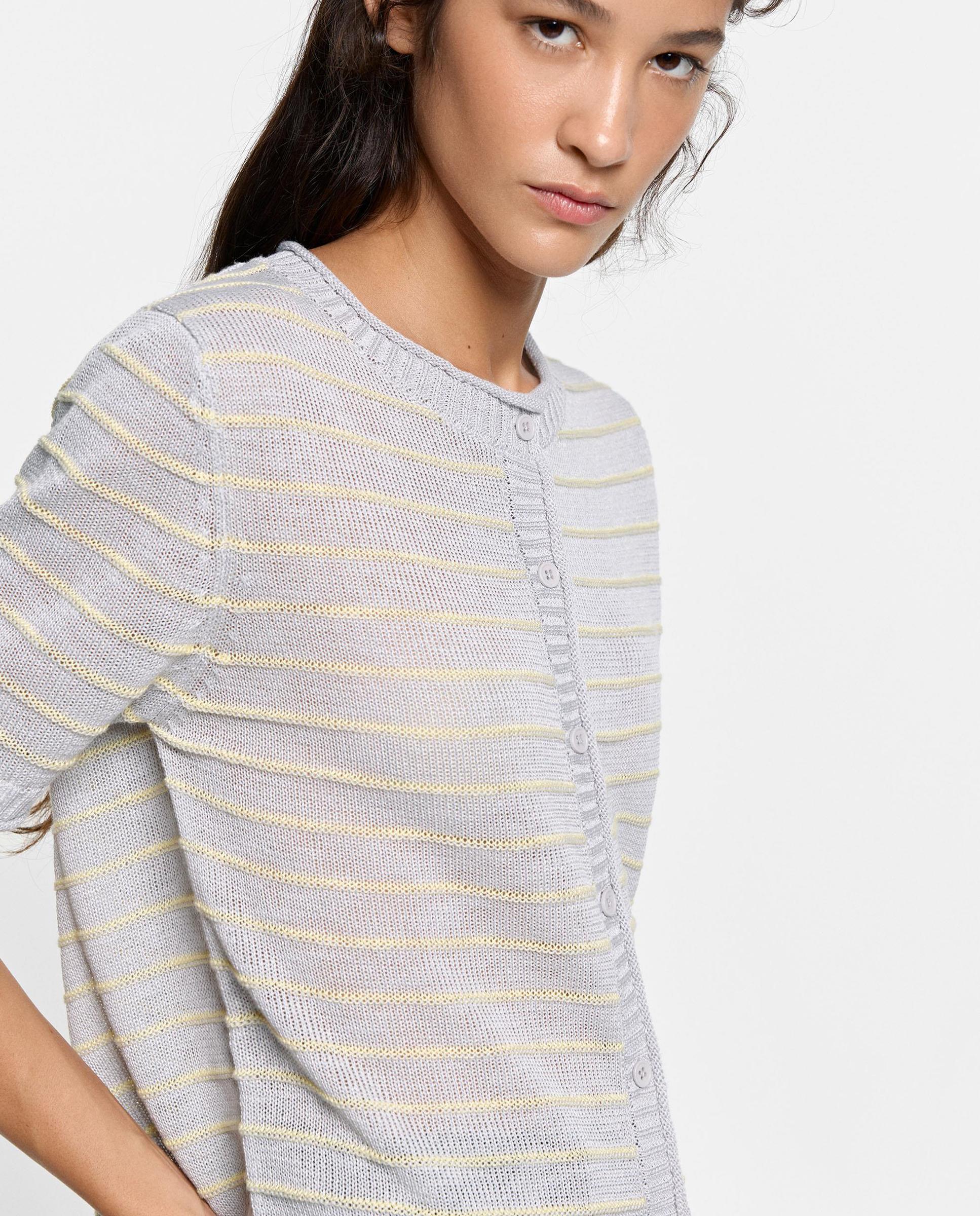 Cárdigan de mujer de punto con estampado de rayas - Parfois - Gris claro Gris claro-3