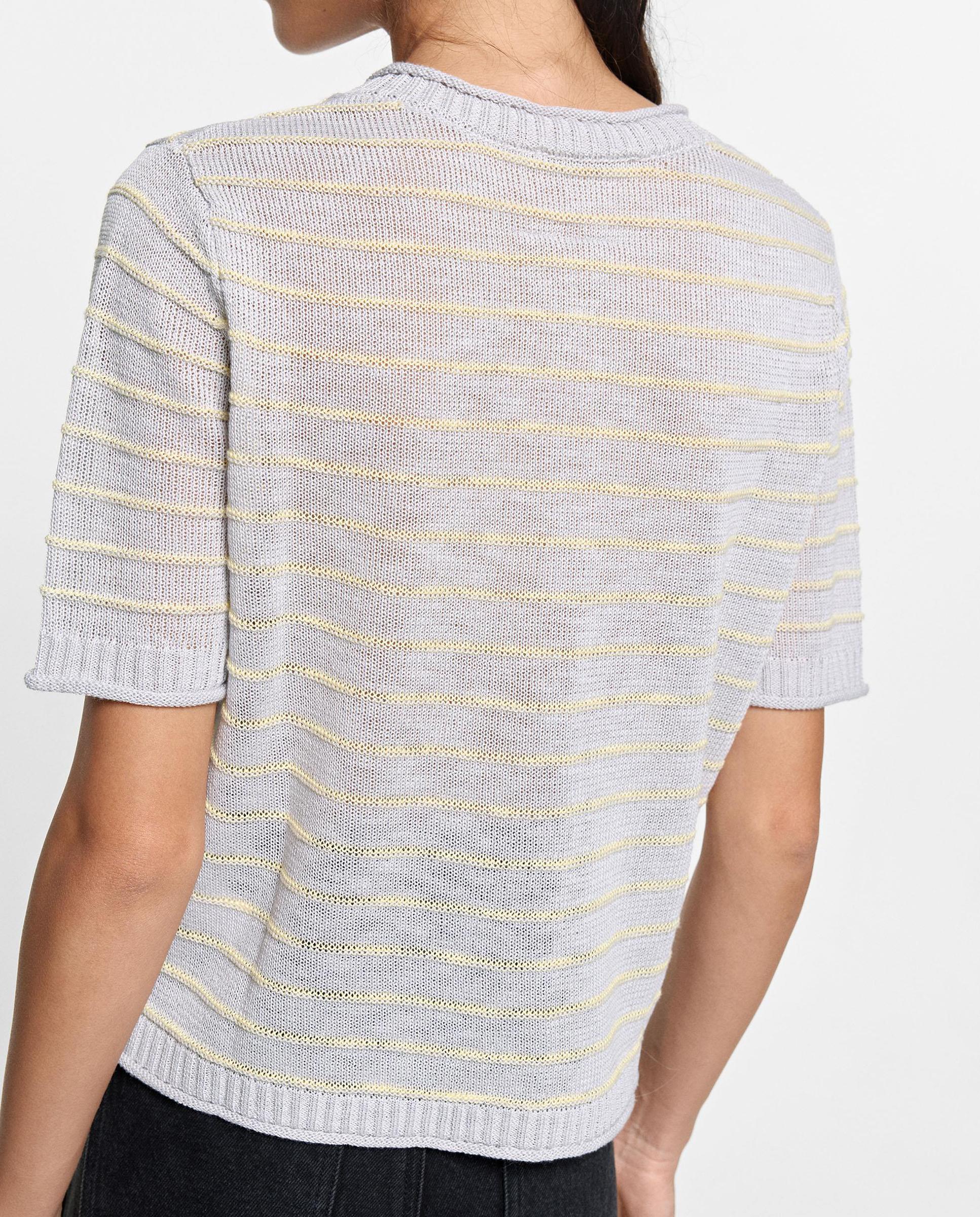 Cárdigan de mujer de punto con estampado de rayas - Parfois - Gris claro Gris claro-4