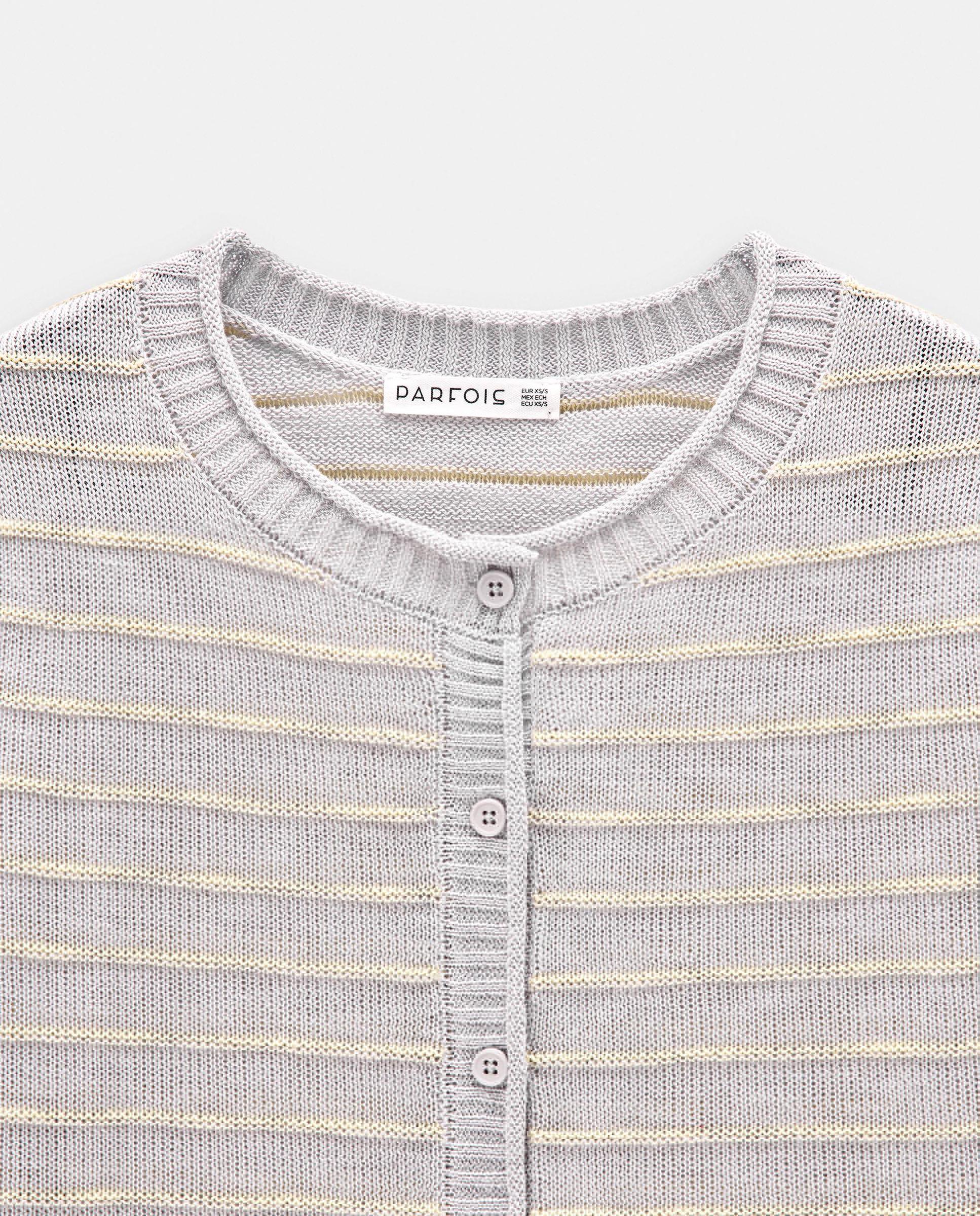 Cárdigan de mujer de punto con estampado de rayas - Parfois - Gris claro Gris claro-6