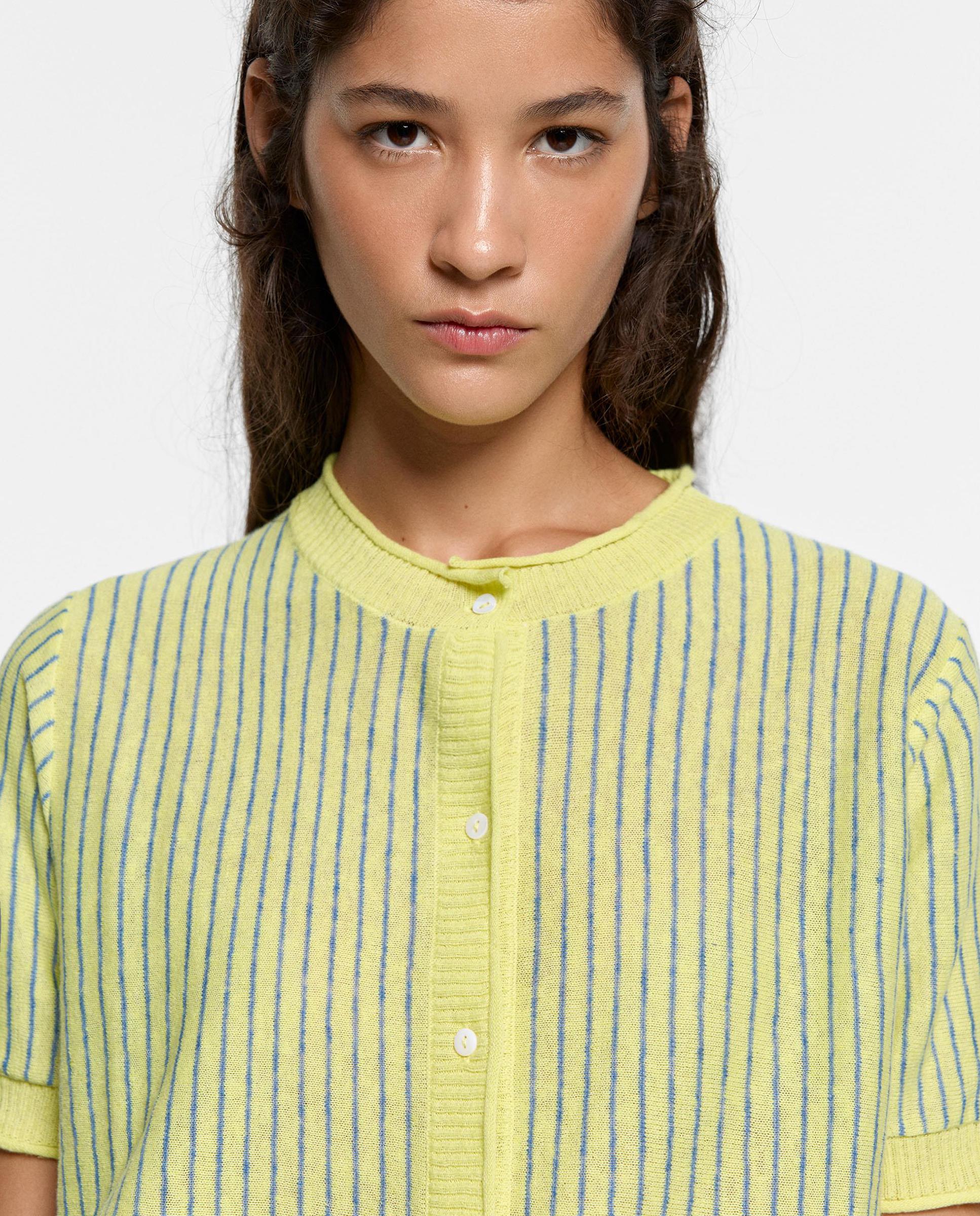 Cárdigan de mujer de punto con estampado de rayas - Parfois - Amarillo Amarillo-3