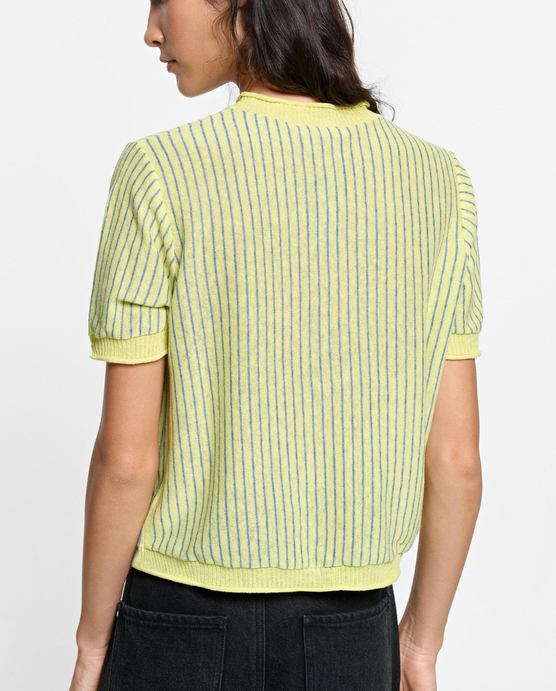 Cárdigan de mujer de punto con estampado de rayas - Parfois - Amarillo Amarillo-4