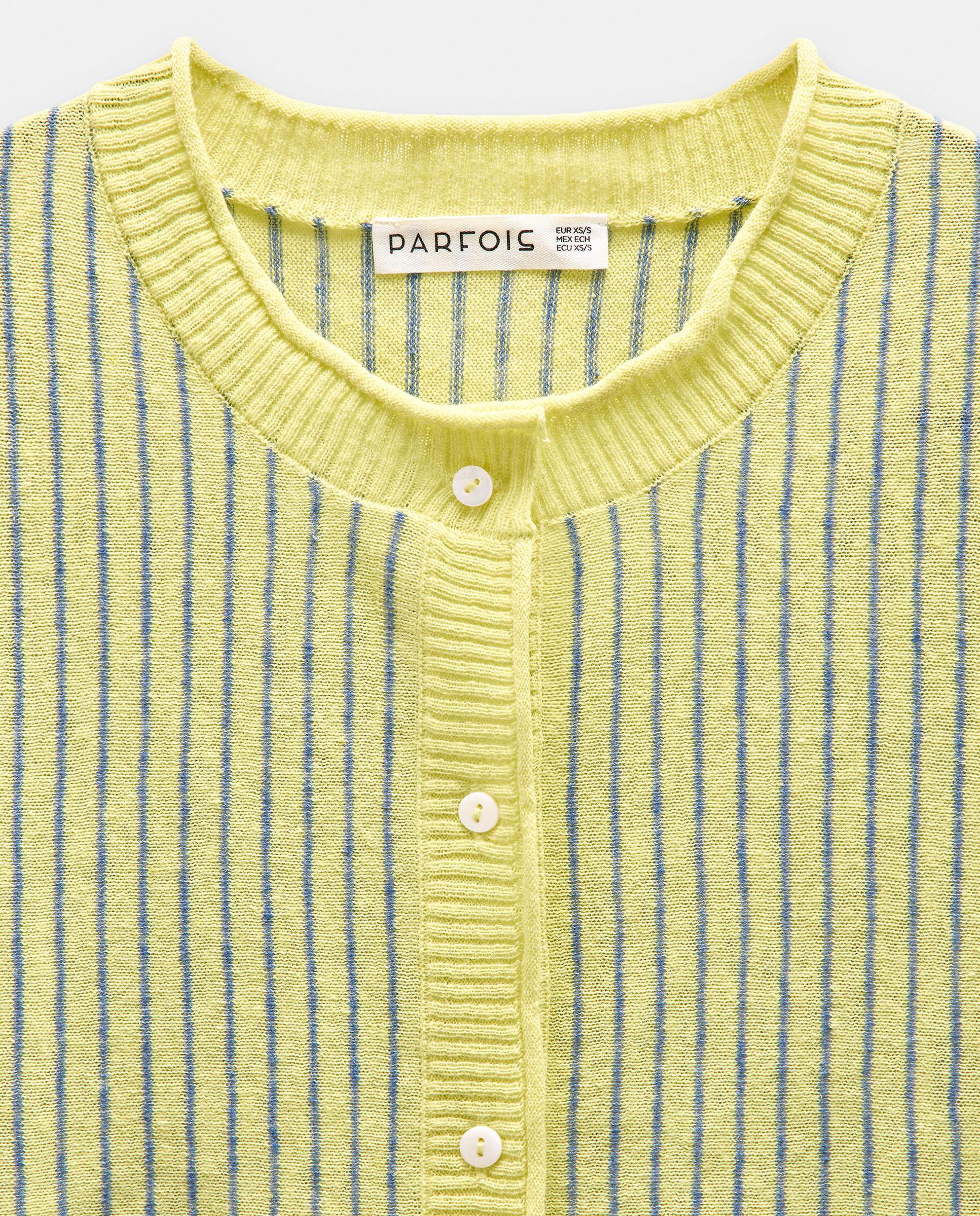 Cárdigan de mujer de punto con estampado de rayas - Parfois - Amarillo Amarillo-5