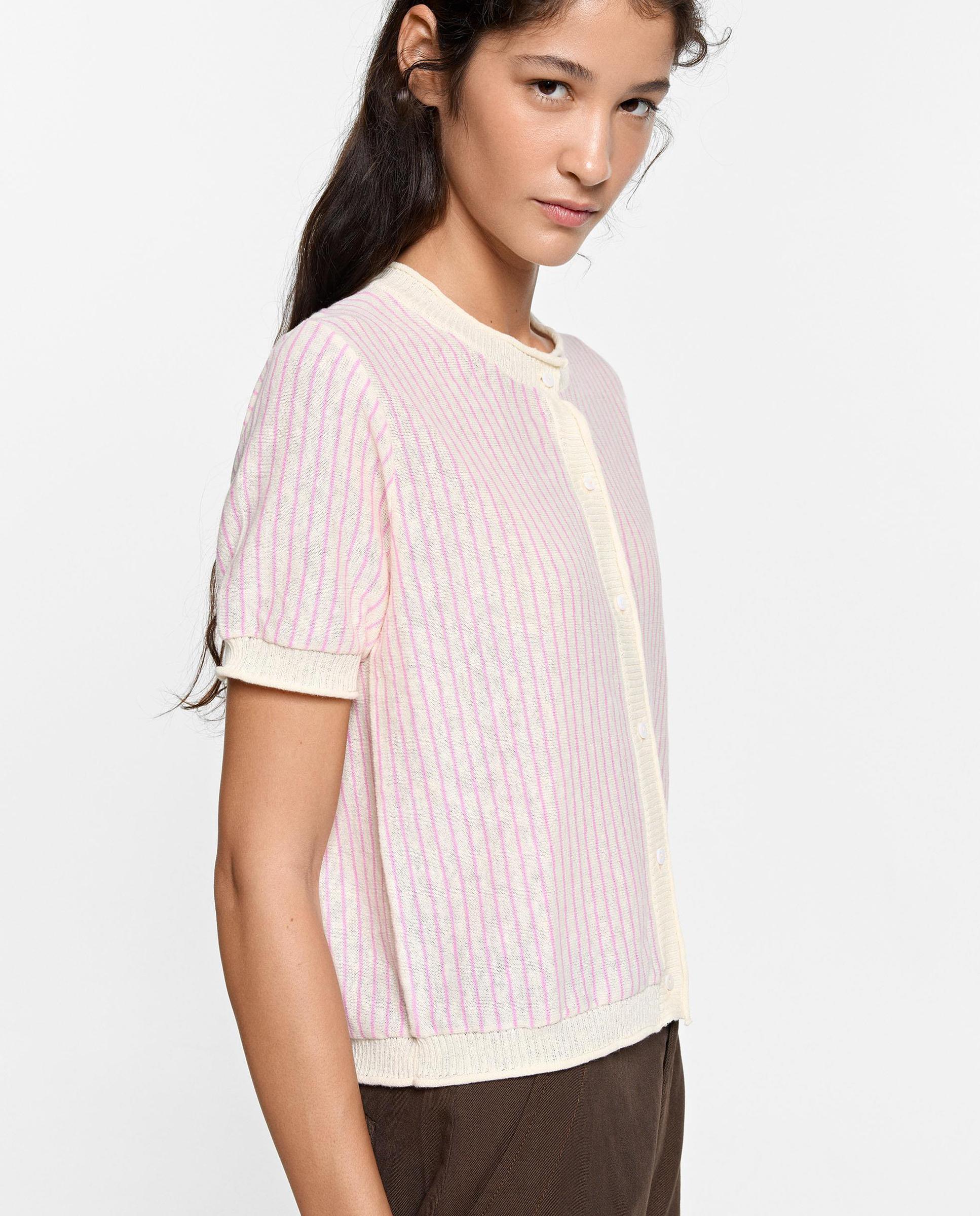 Cárdigan de mujer de punto con estampado de rayas - Parfois - Rosa Rosa-3