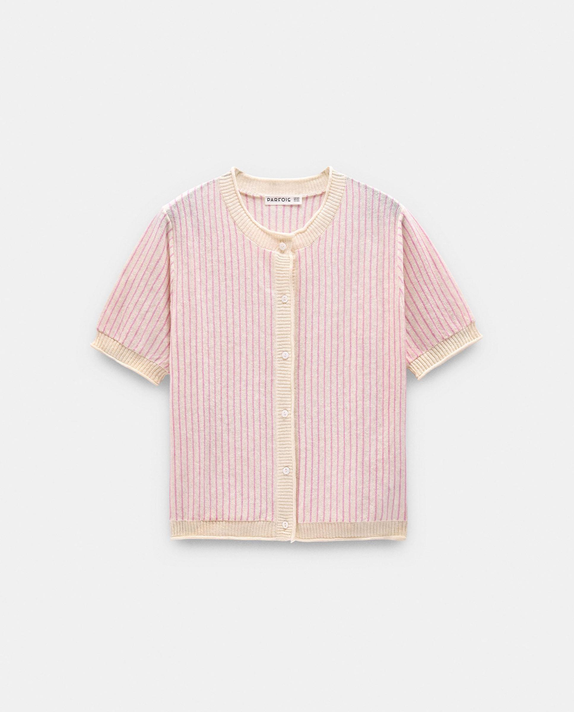 Cárdigan de mujer de punto con estampado de rayas - Parfois - Rosa Rosa-6