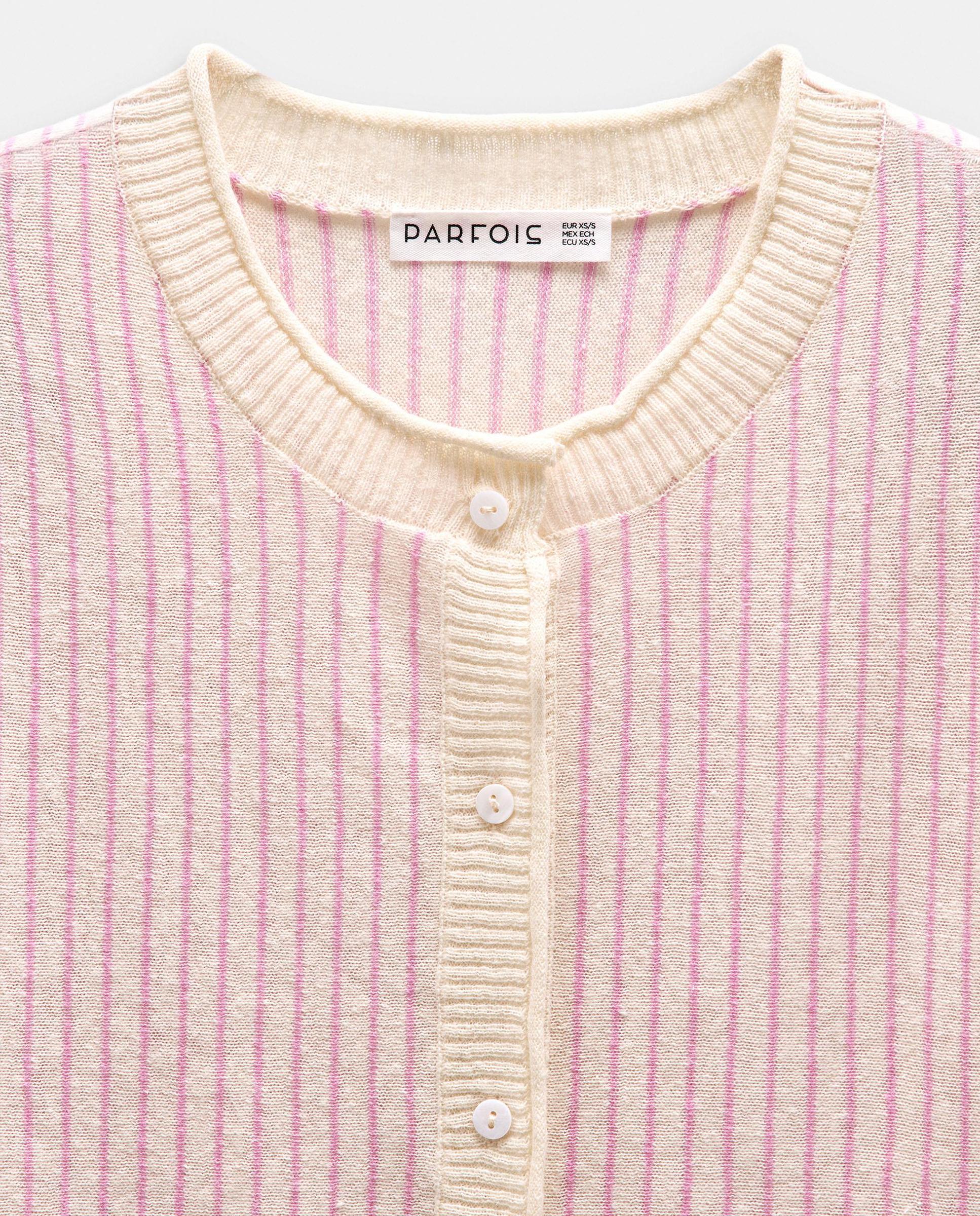 Cárdigan de mujer de punto con estampado de rayas - Parfois - Rosa Rosa-5