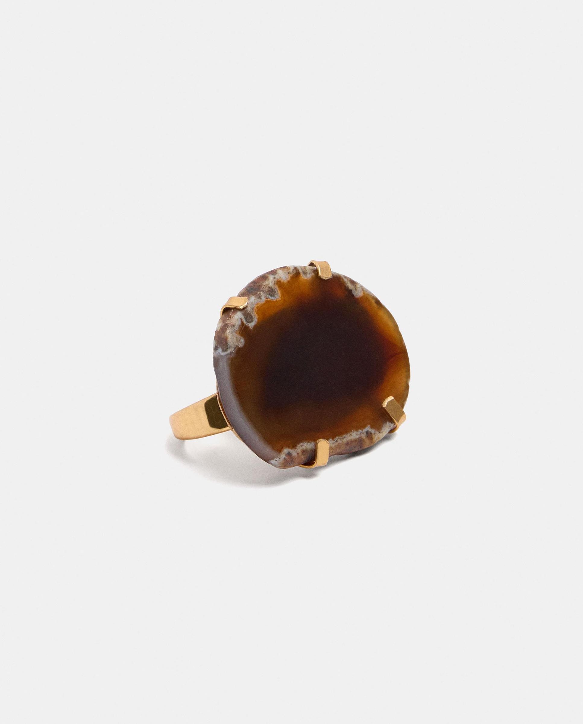 Anillo con piedra decorativa en liso para dos dedos - Parfois - Marrón Marrón-3