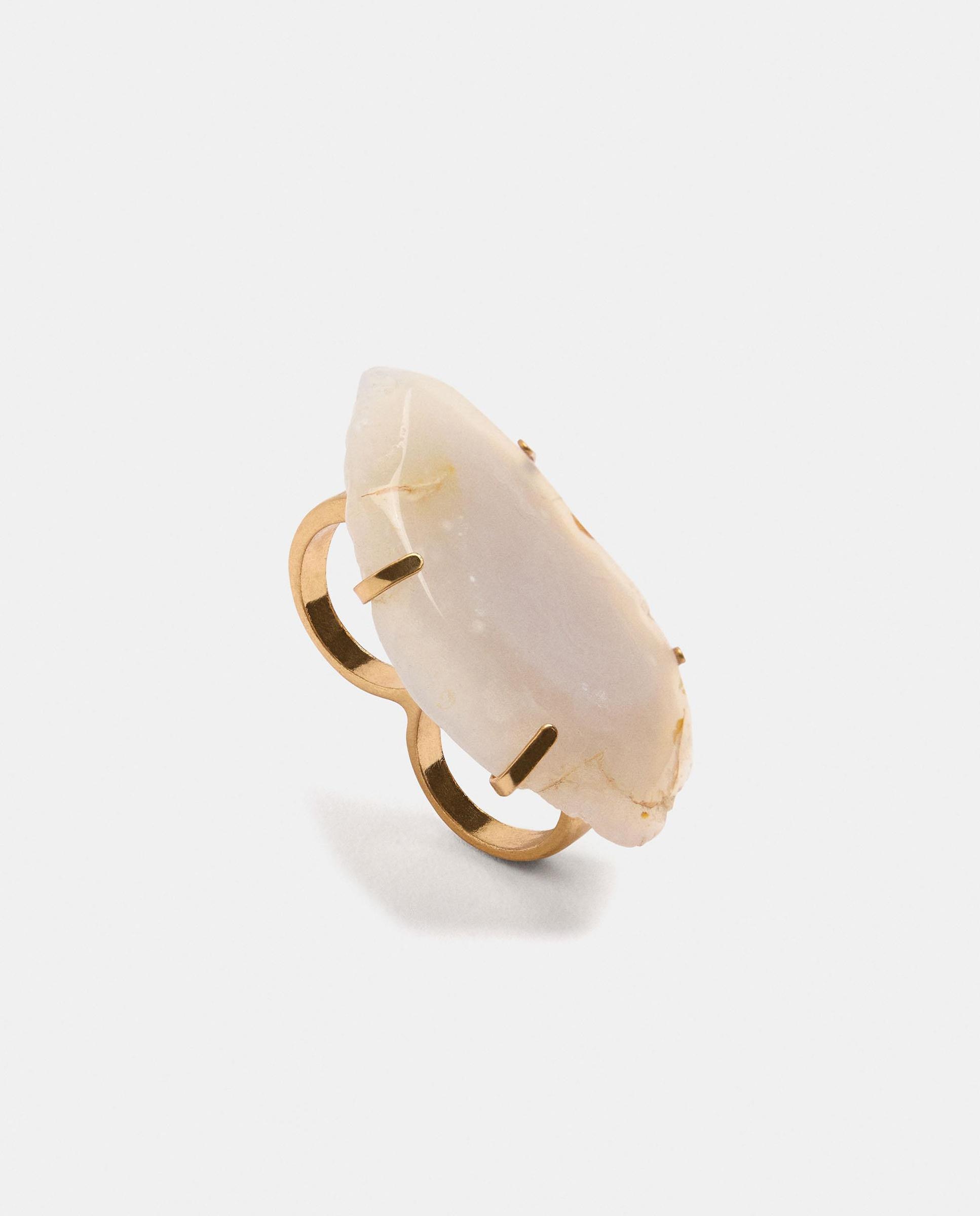 Anillo con piedra decorativa en liso para dos dedos - Parfois - Blanco Blanco-1