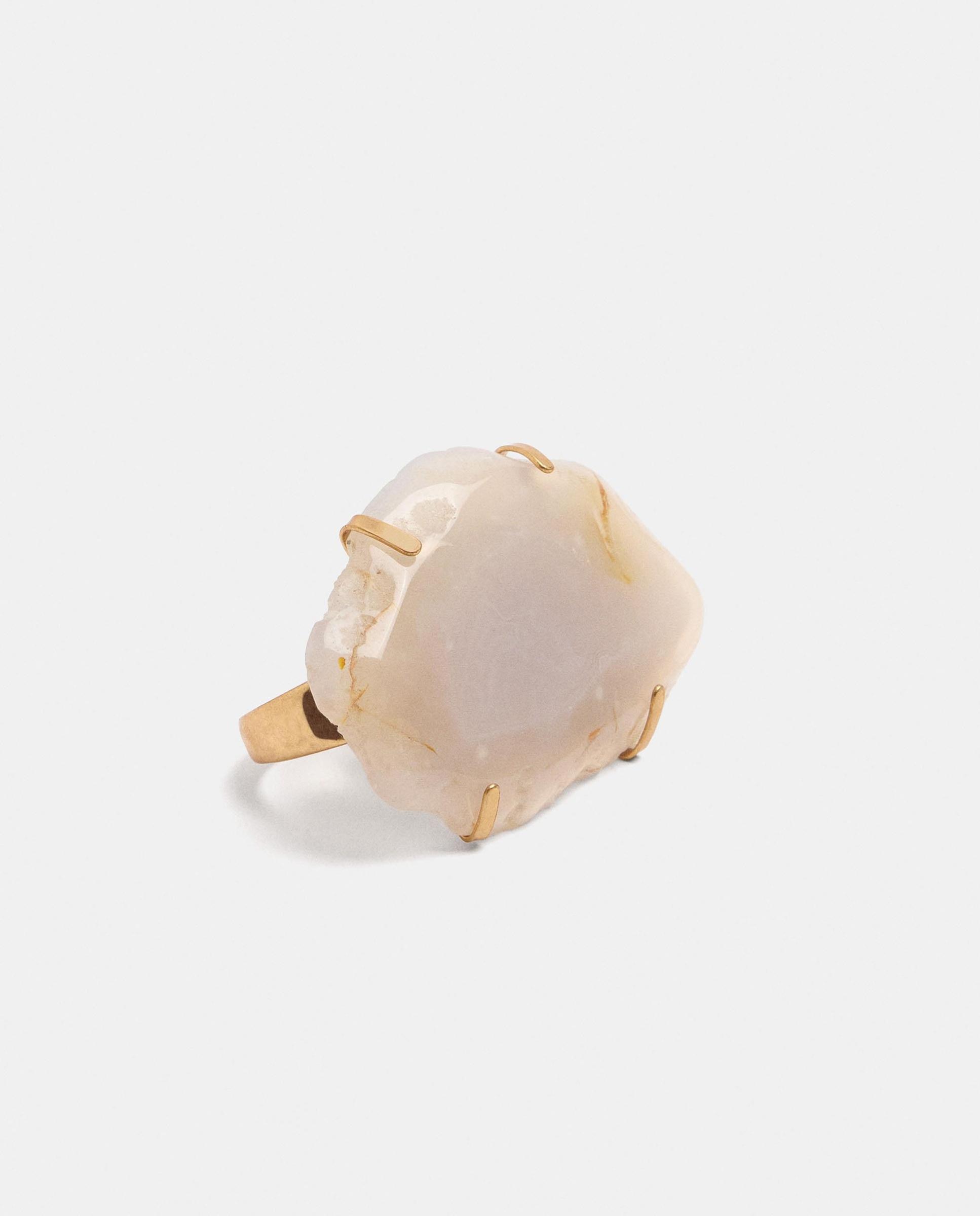 Anillo con piedra decorativa en liso para dos dedos - Parfois - Blanco Blanco-3