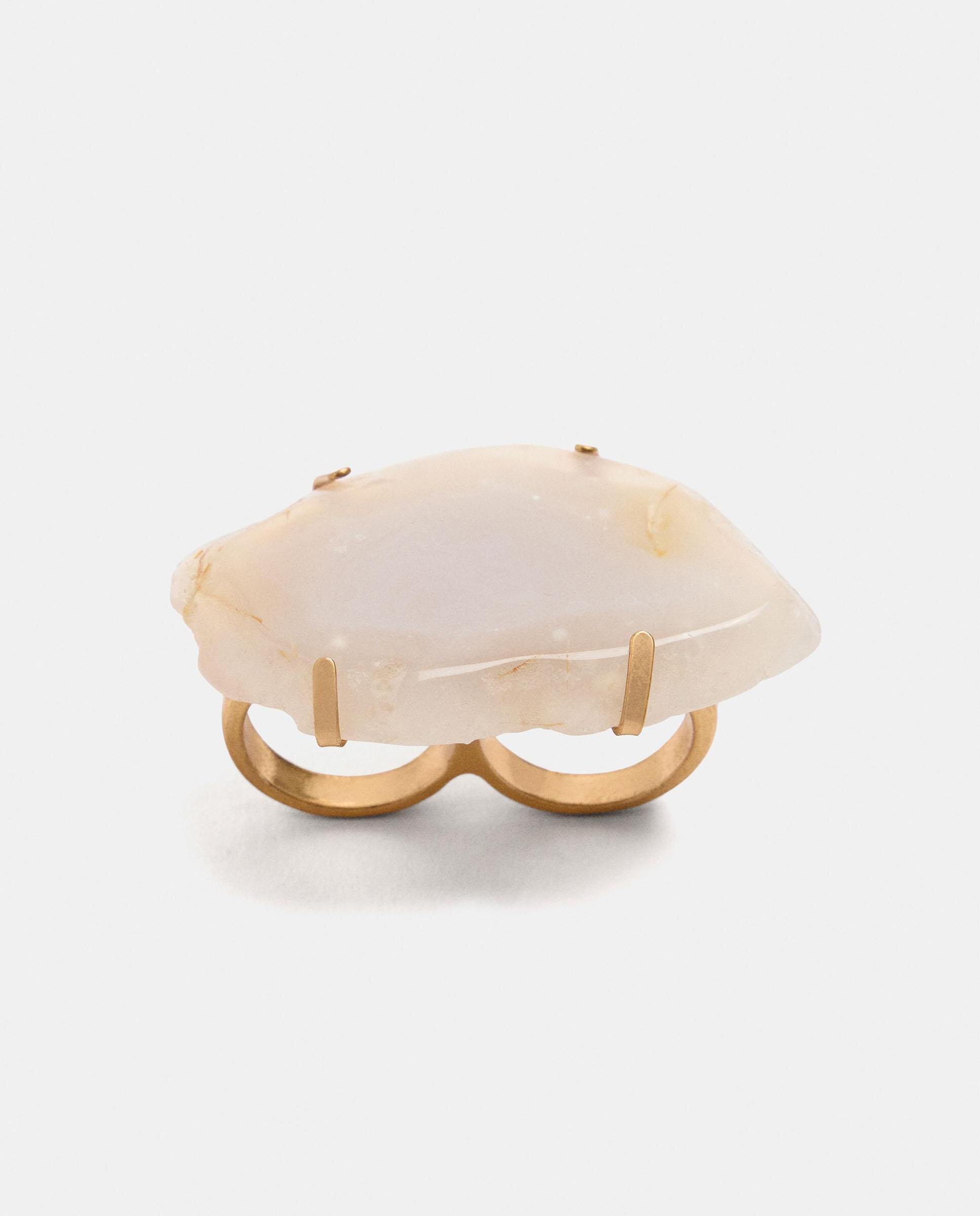 Anillo con piedra decorativa en liso para dos dedos - Parfois - Blanco Blanco-4