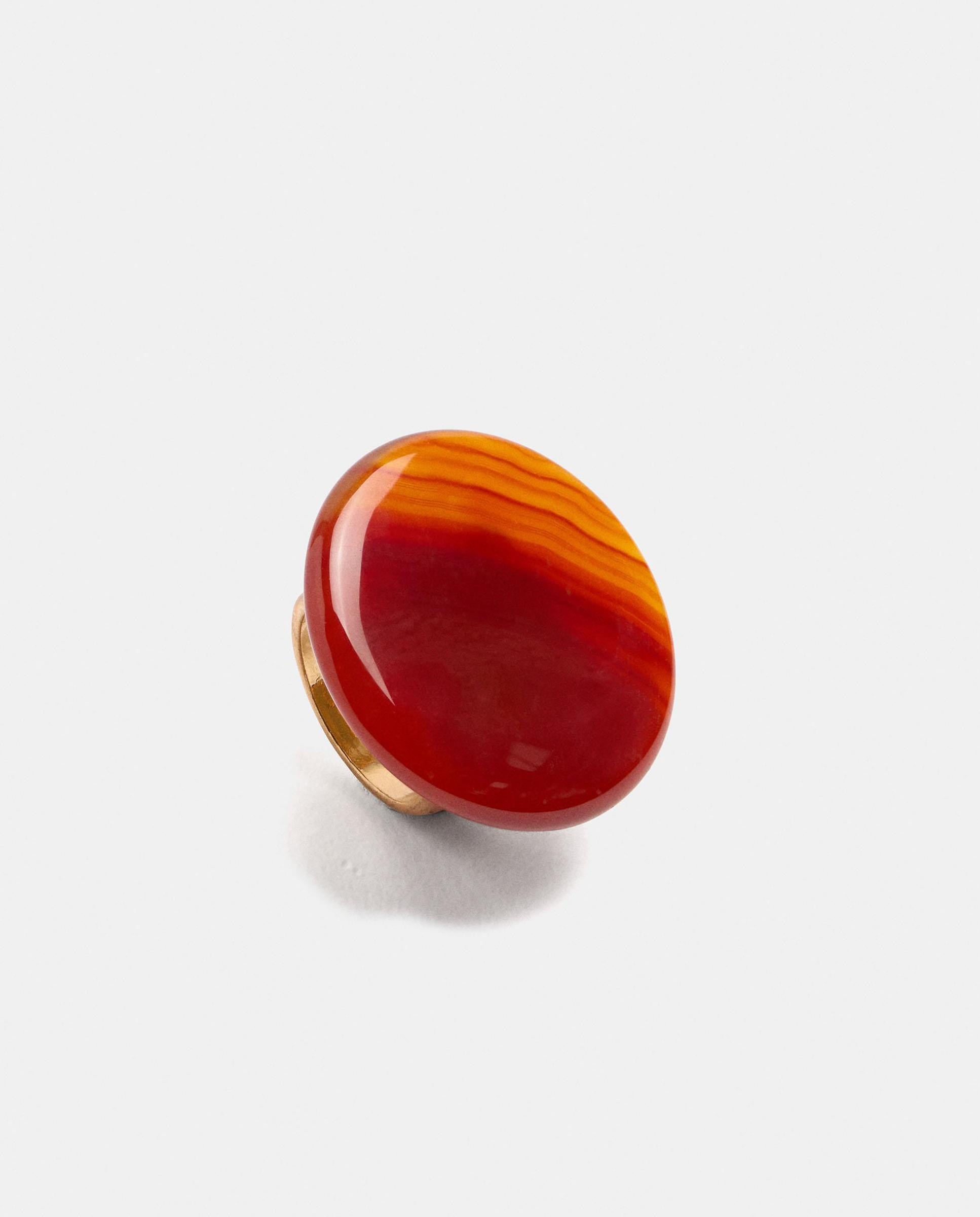Anillo con piedra decorativa redondo - Parfois - Naranja Naranja-1