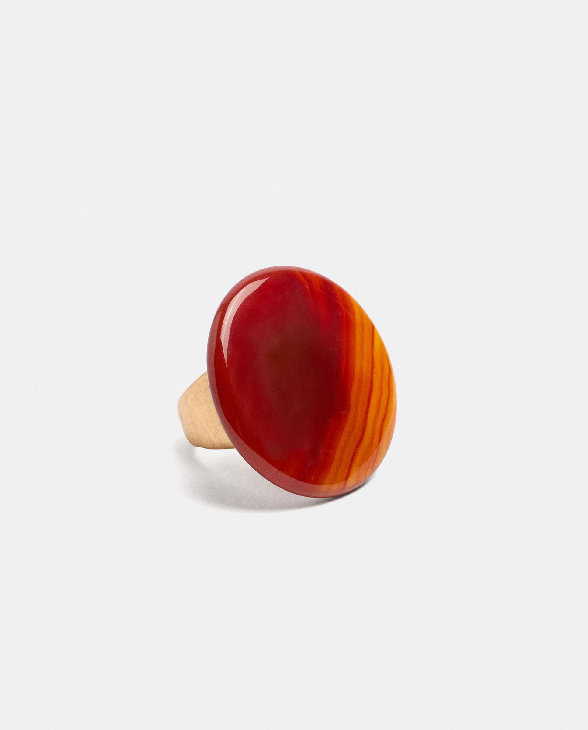 Anillo con piedra decorativa redondo - Parfois - Naranja Naranja-3