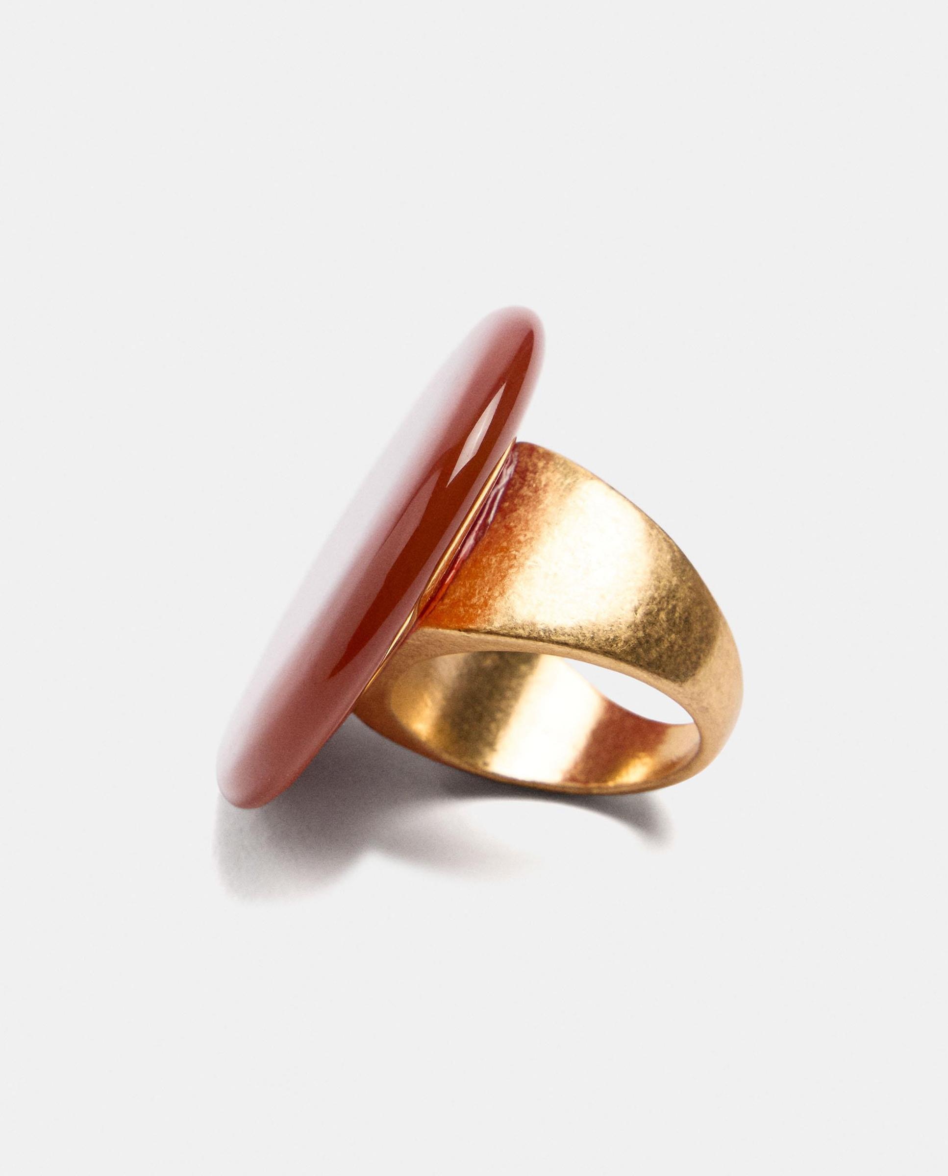 Anillo con piedra decorativa redondo - Parfois - Naranja Naranja-4