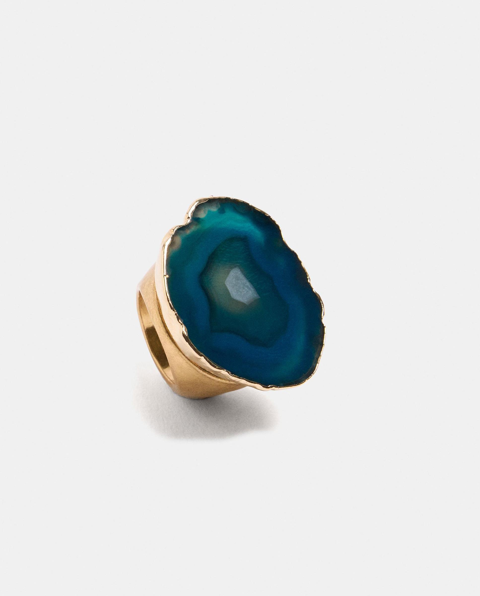 Anillo con piedra decorativa en liso - Parfois - Azul Azul-1