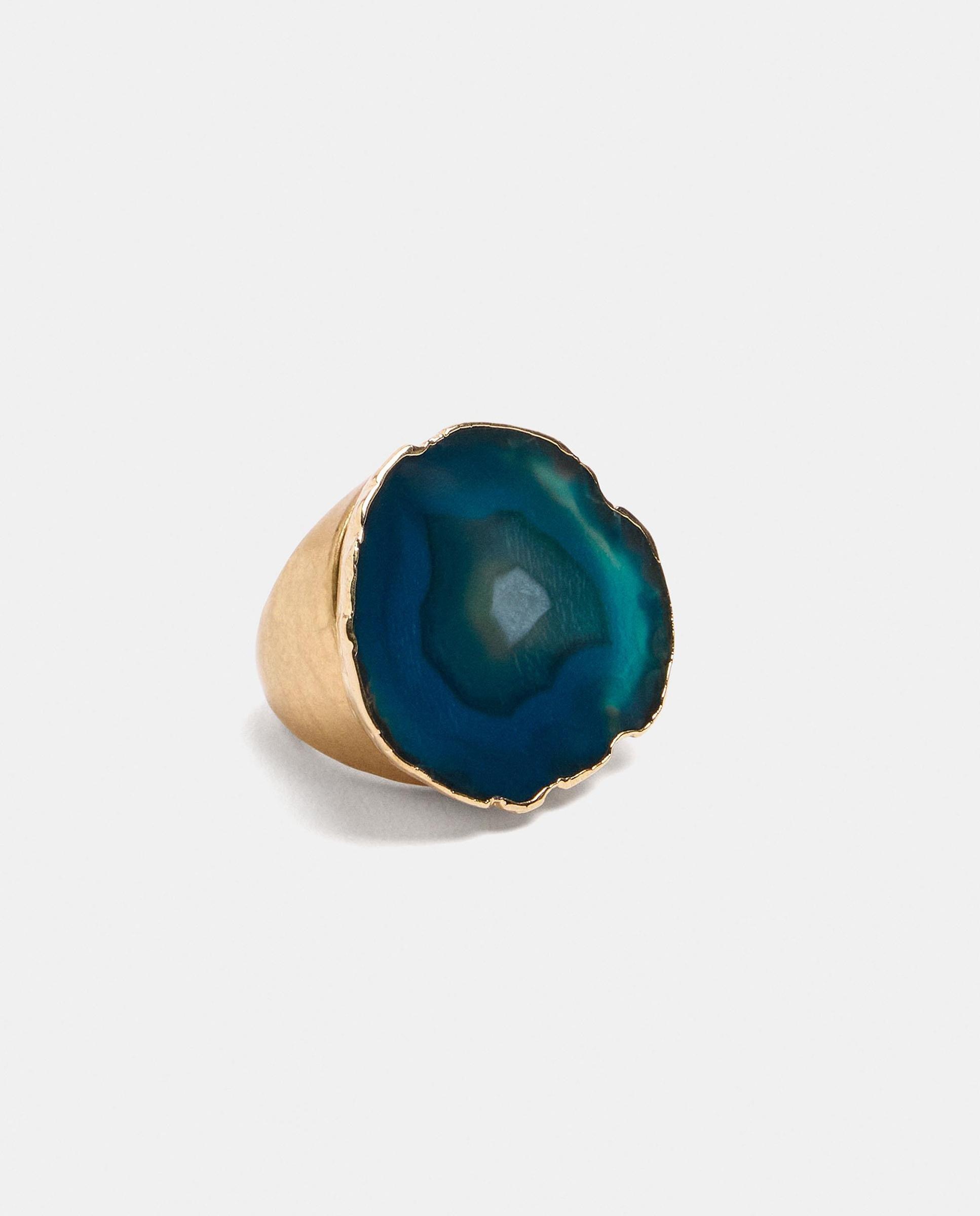 Anillo con piedra decorativa en liso - Parfois - Azul Azul-3