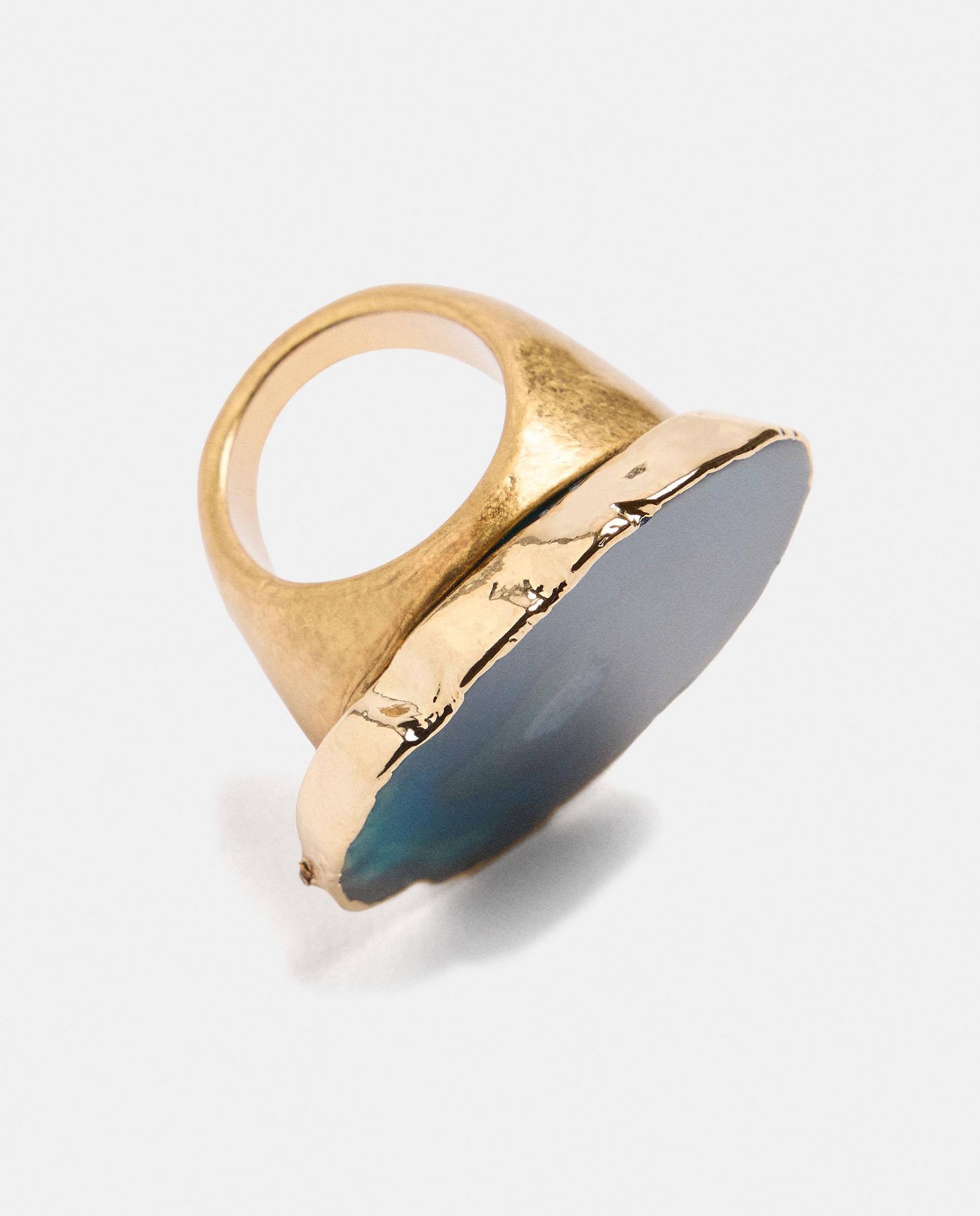 Anillo con piedra decorativa en liso - Parfois - Azul Azul-4