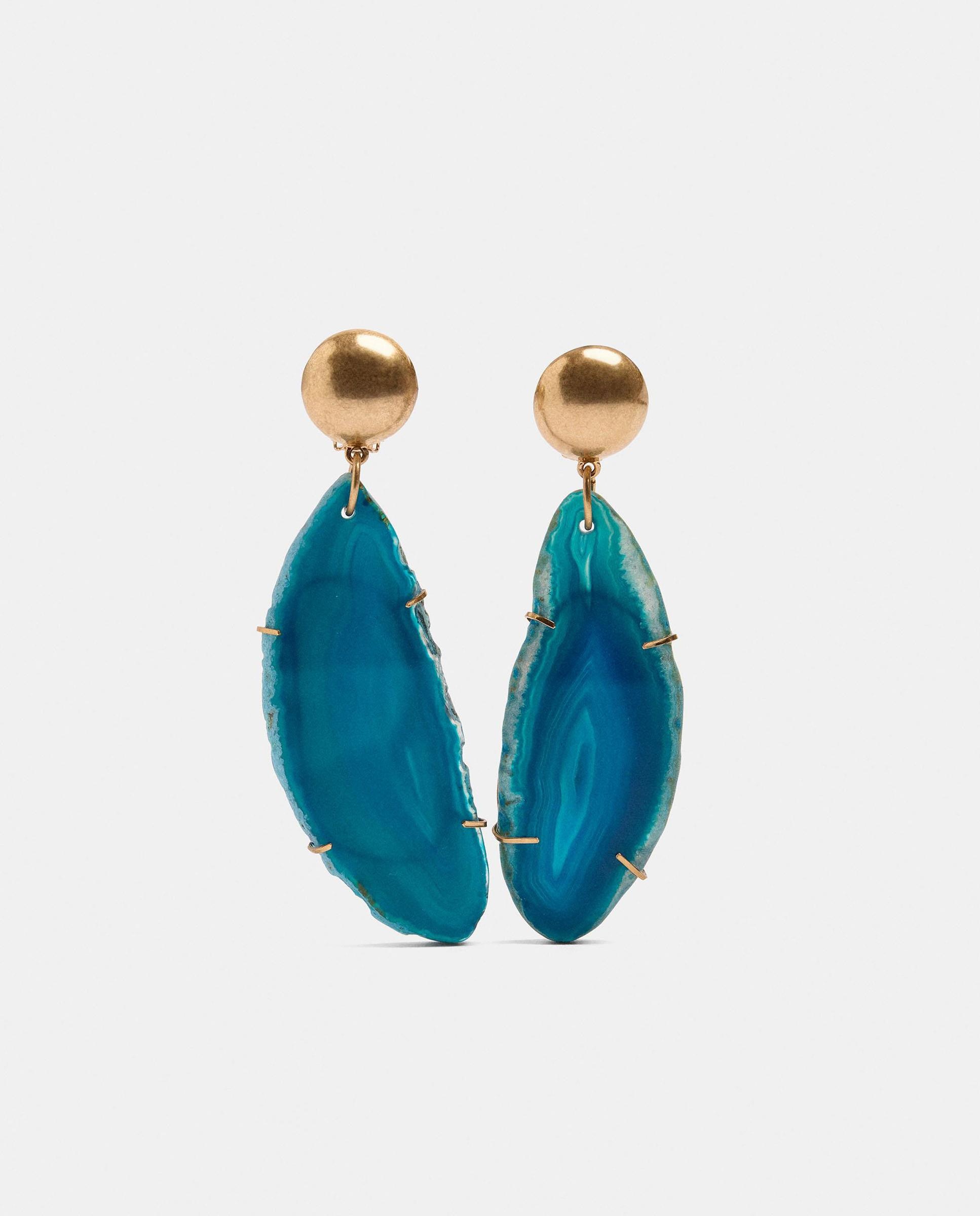 Imagen 1 de Pendientes con piedras decorativas irregulares Azul