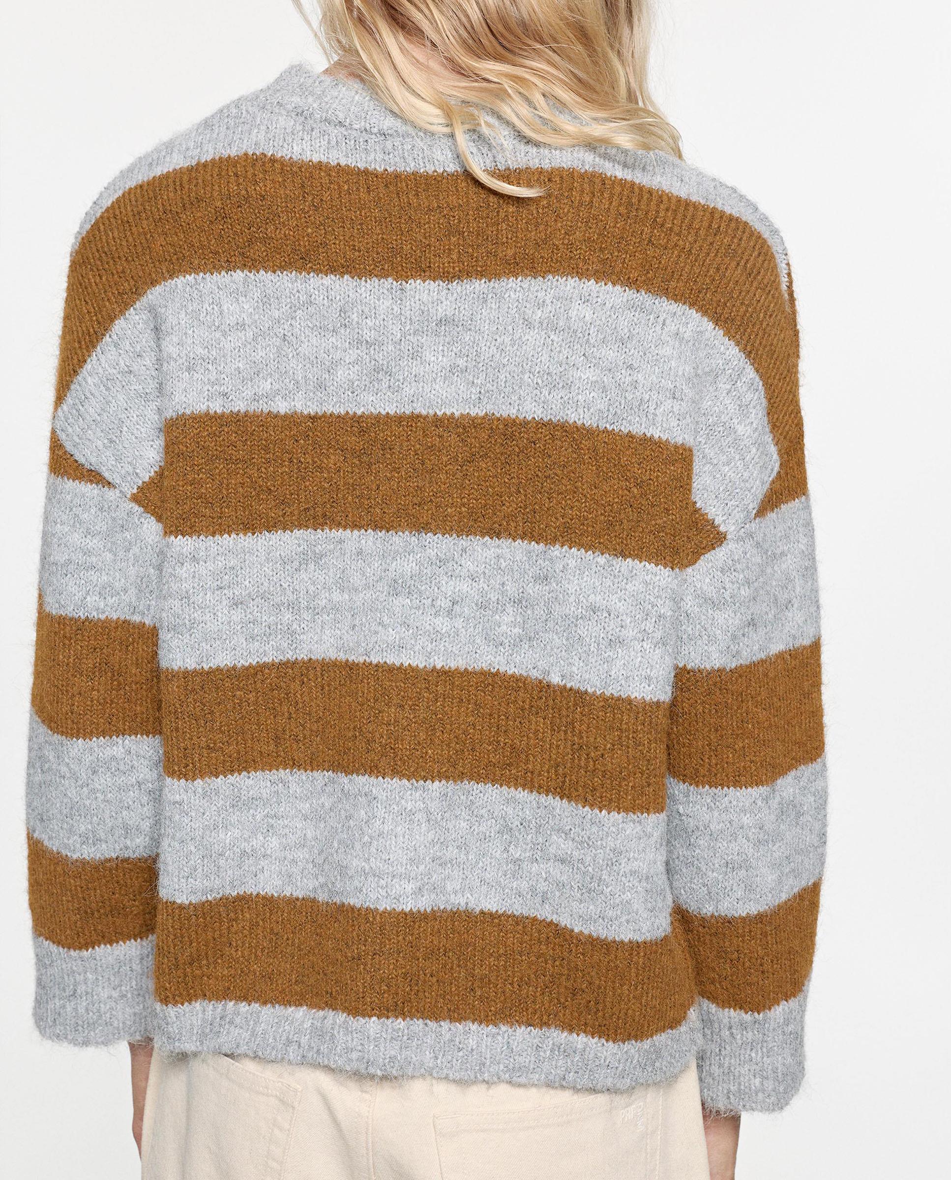 Jersey de mujer de manga larga con estampado de rayas - Parfois - Gris Gris-5