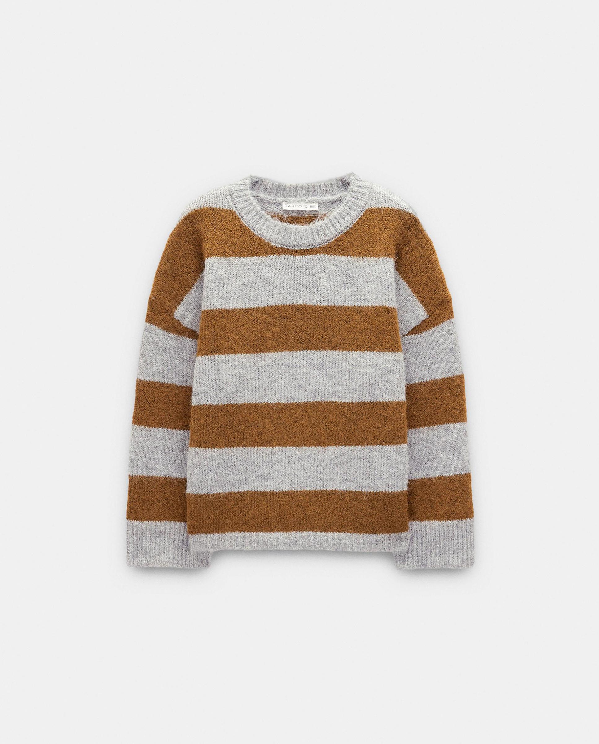 Jersey de mujer de manga larga con estampado de rayas - Parfois - Gris Gris-6
