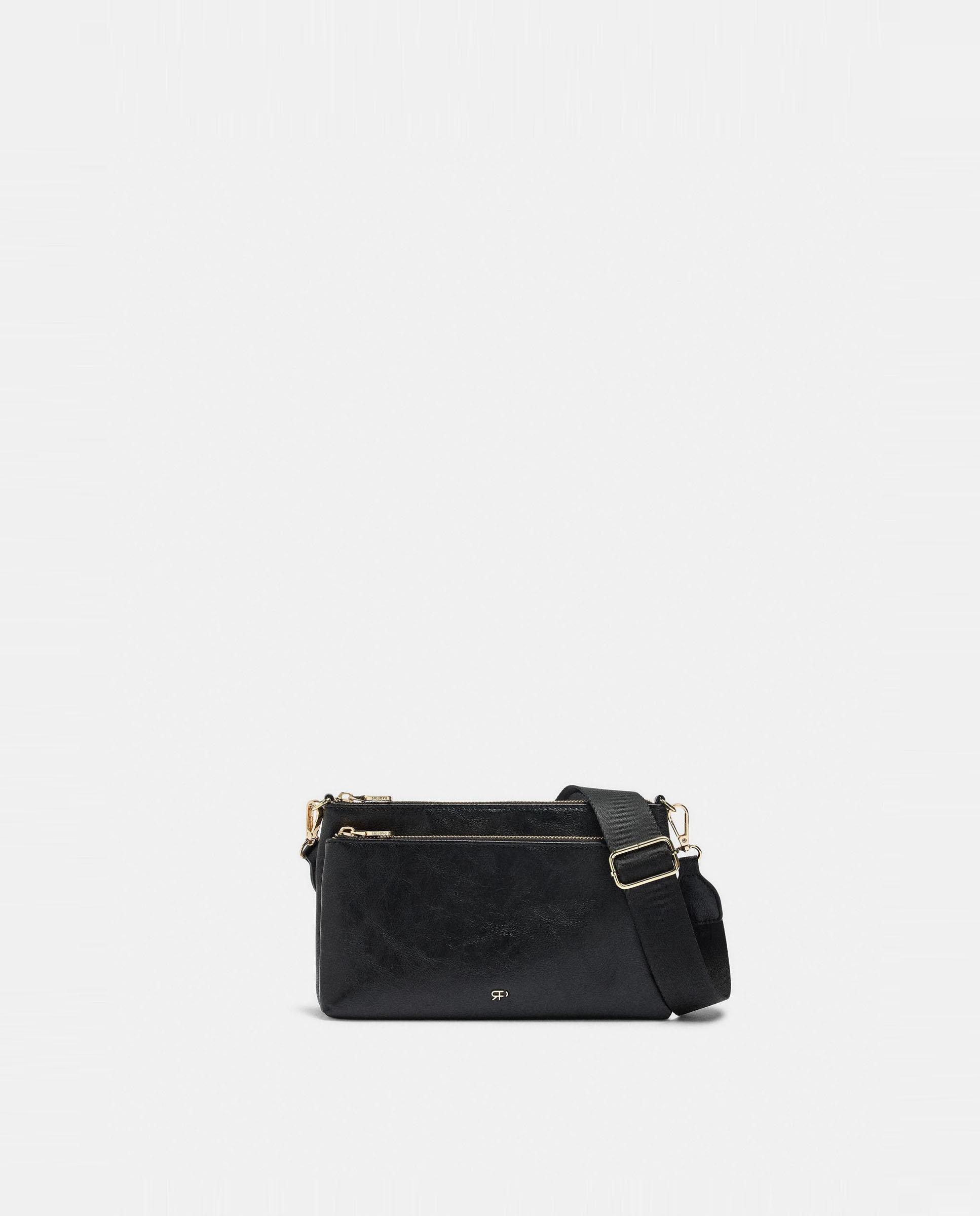 Bandolera de mujer con varios compartimentos y cierre de cremallera en liso - Parfois - Negro Negro-1