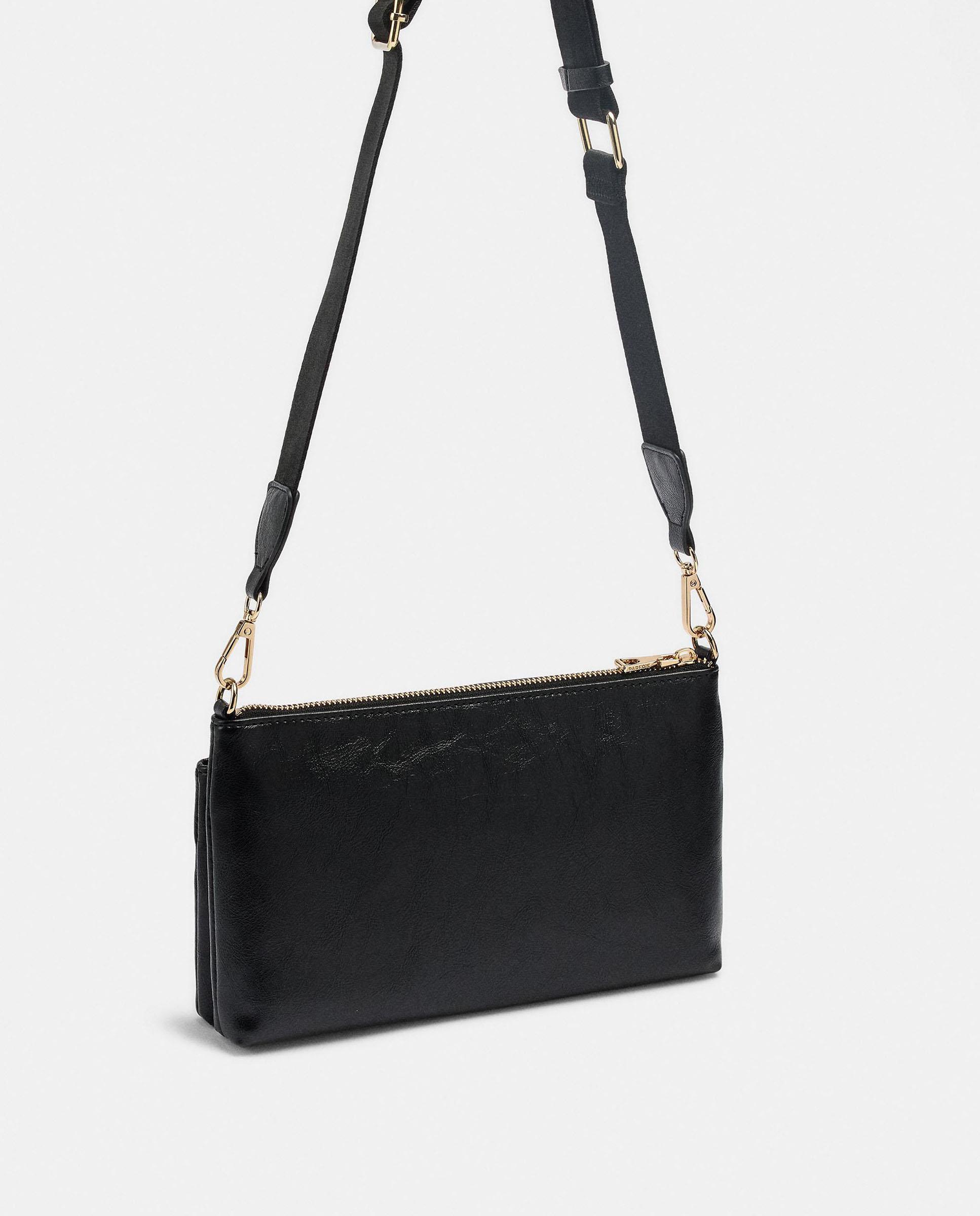 Bandolera de mujer con varios compartimentos y cierre de cremallera en liso - Parfois - Negro Negro-2