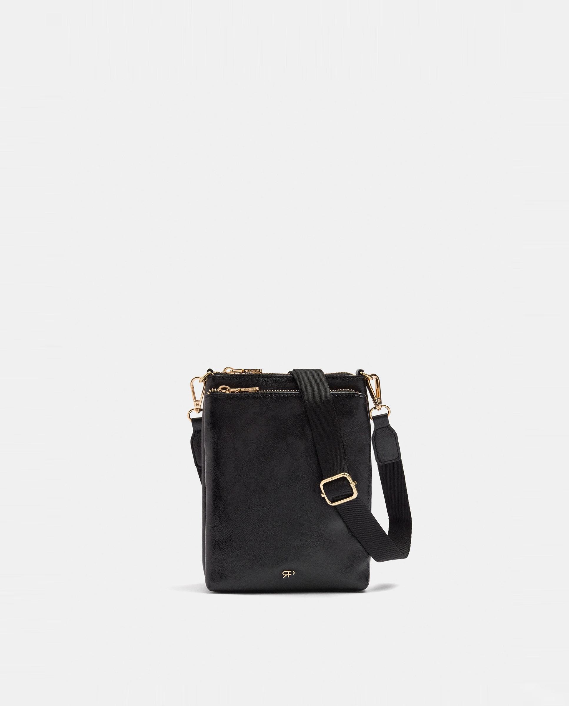 Bandolera de mujer con varios compartimentos y cierre de cremallera en liso - Parfois - Negro Negro-1
