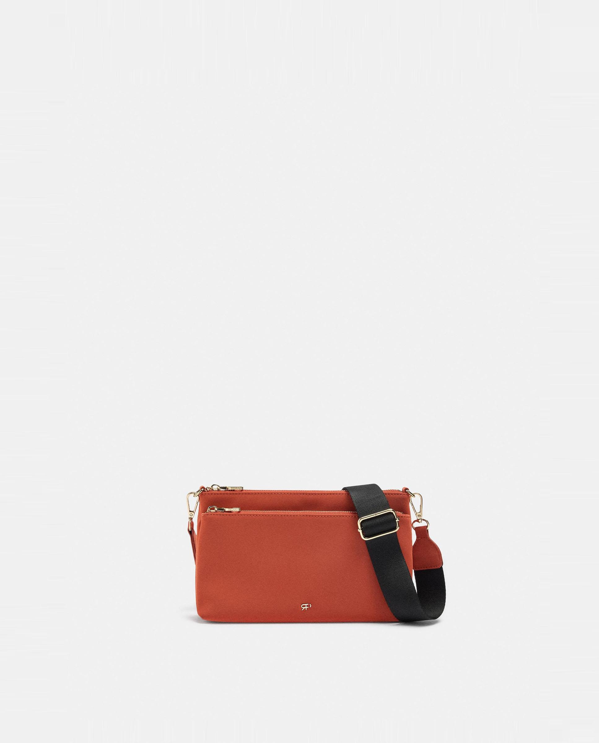 Bandolera de mujer con varios compartimentos y cierre de cremallera en liso - Parfois - Naranja Naranja-1