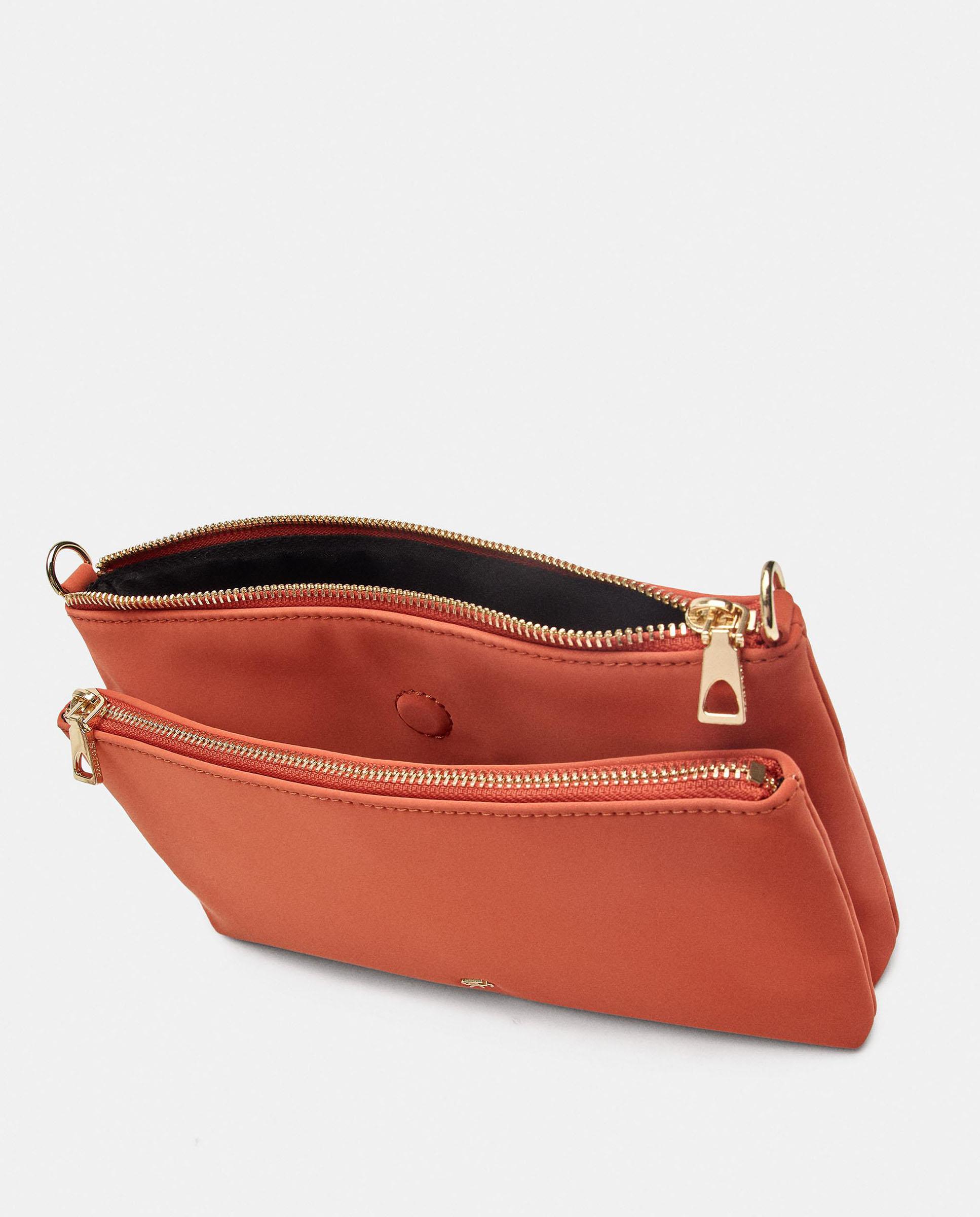 Bandolera de mujer con varios compartimentos y cierre de cremallera en liso - Parfois - Naranja Naranja-4