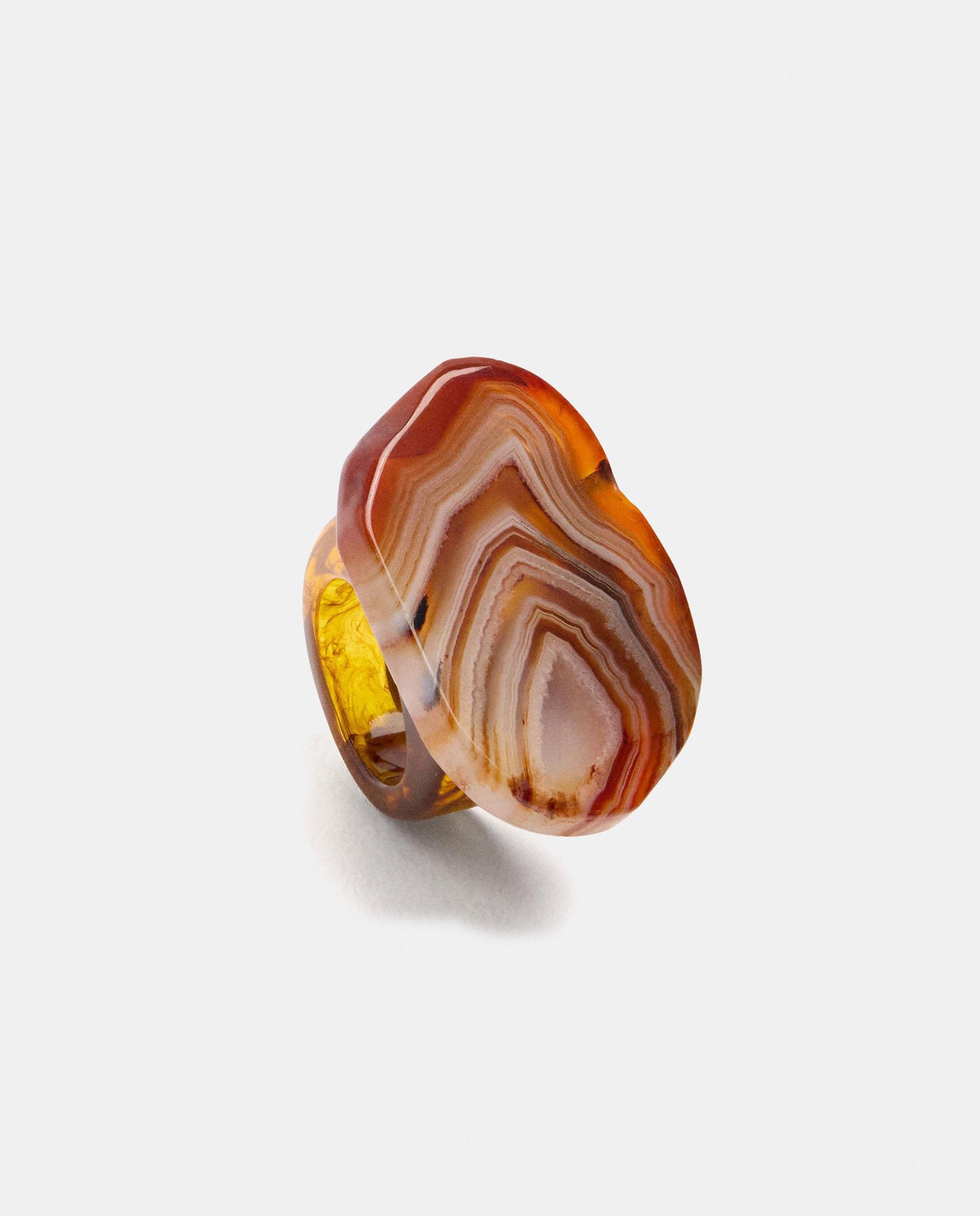 Anillo con piedra decorativa en liso - Parfois - Dorado Dorado-1