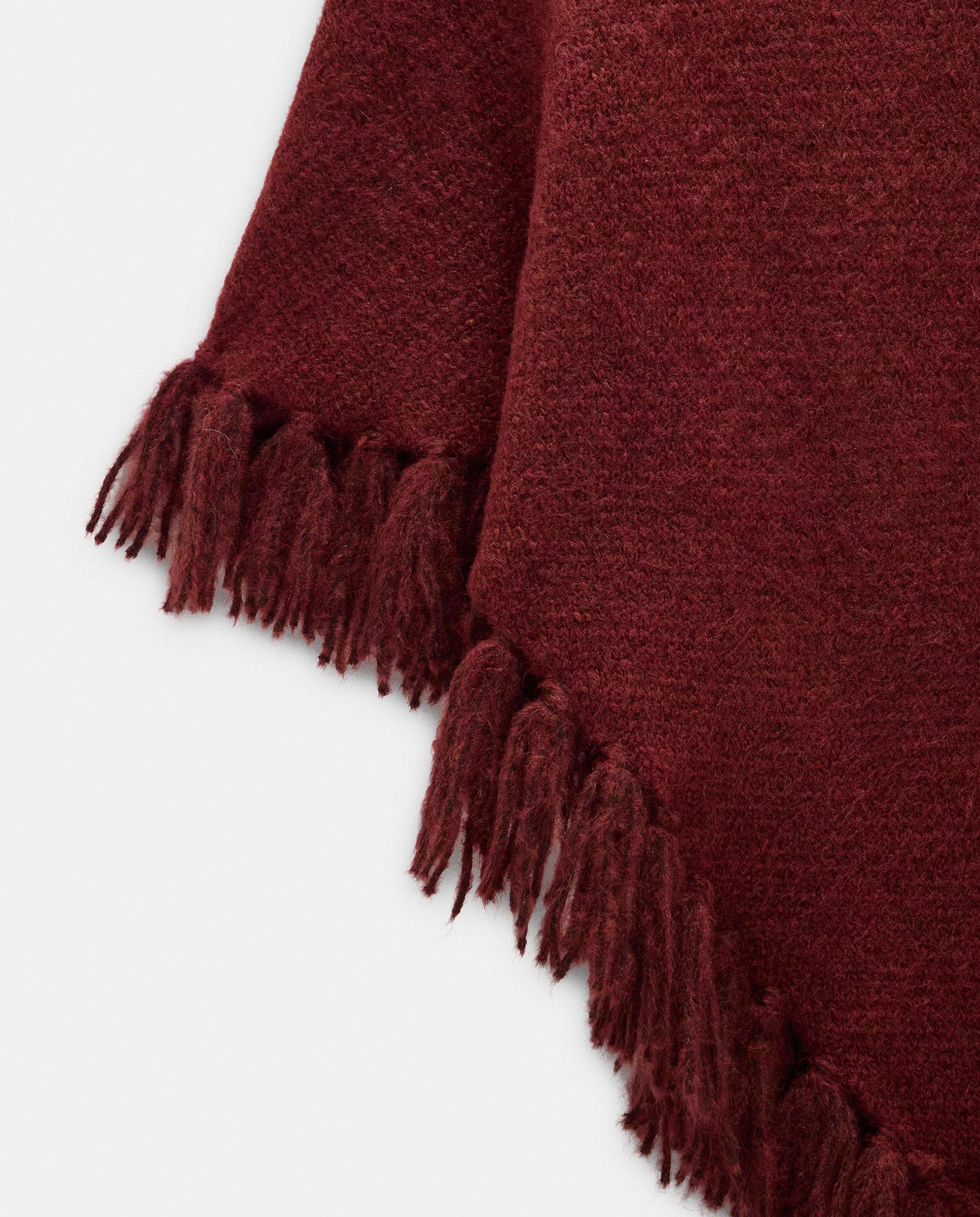 Capa de mujer estilo poncho con flecos en liso - Parfois - Burdeos Burdeos-7