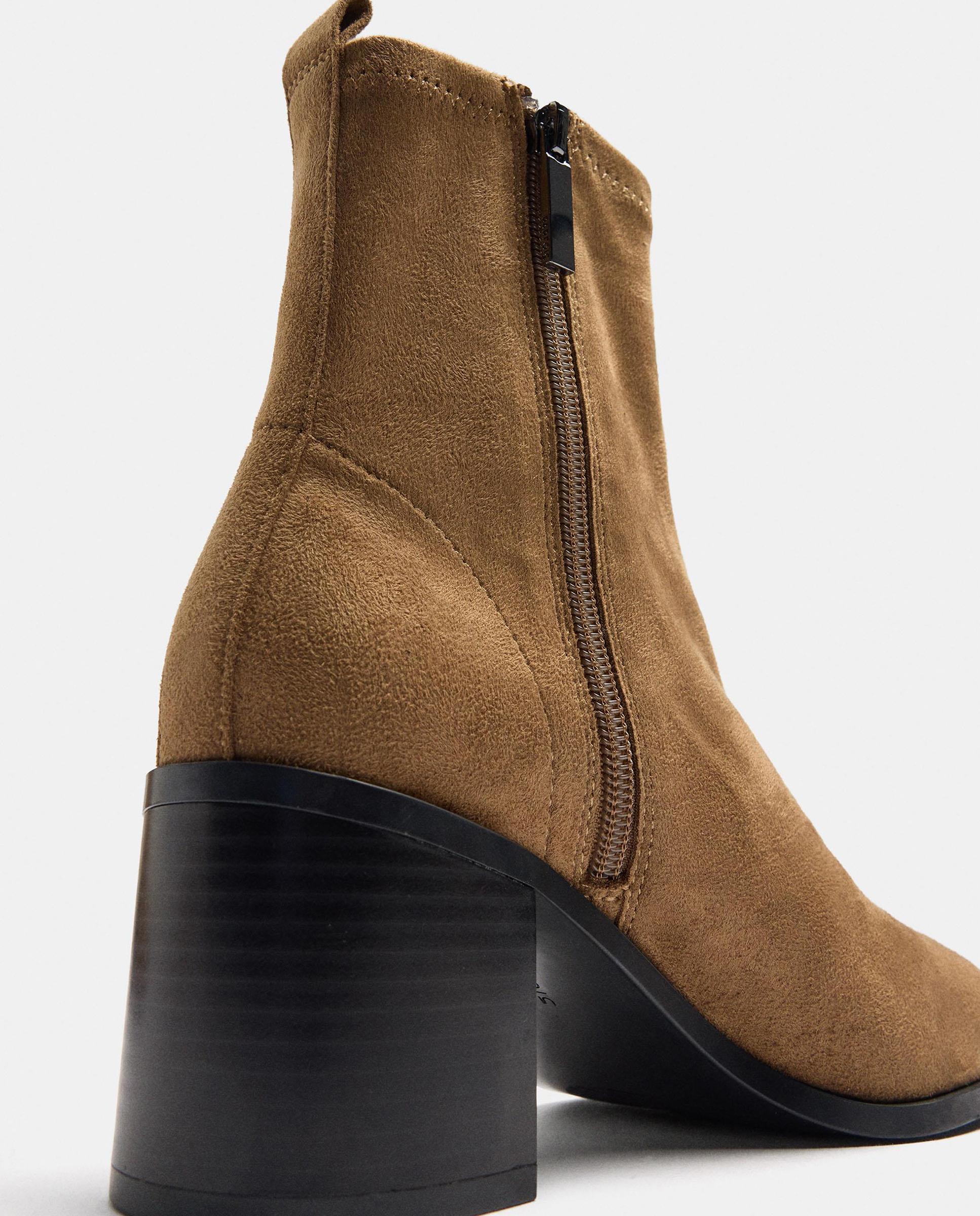 Botines básicos de mujer con cierre de cremallera en liso - Parfois - Marrón claro Marrón claro-5