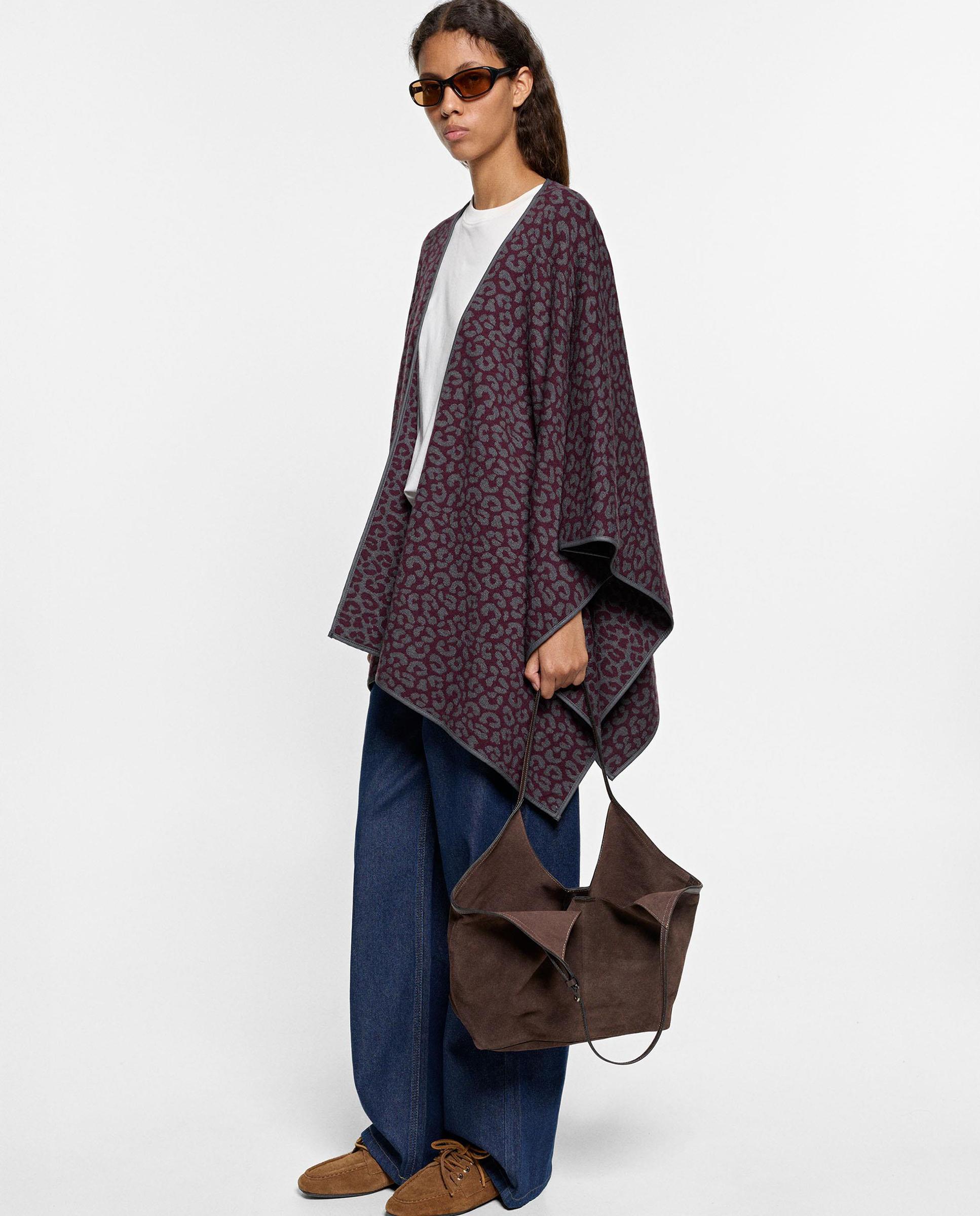 Poncho de mujer de punto con estampado animal print - Parfois - Multicolor Multicolor-2