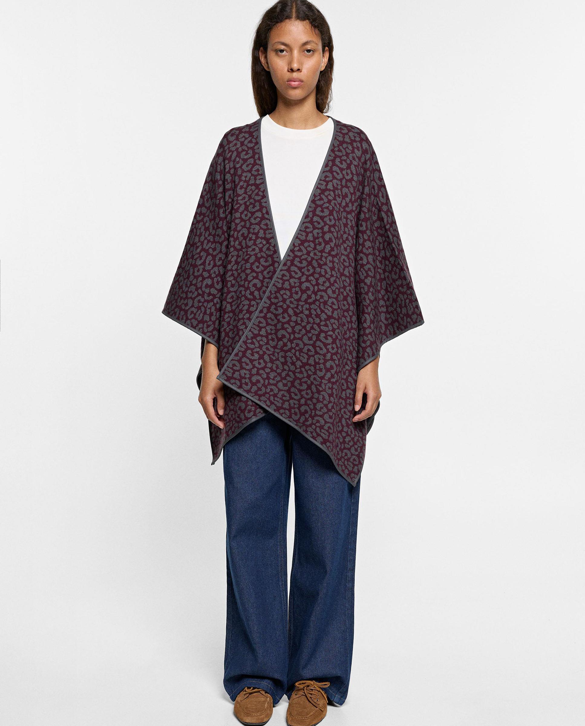 Poncho de mujer de punto con estampado animal print - Parfois - Multicolor Multicolor-3