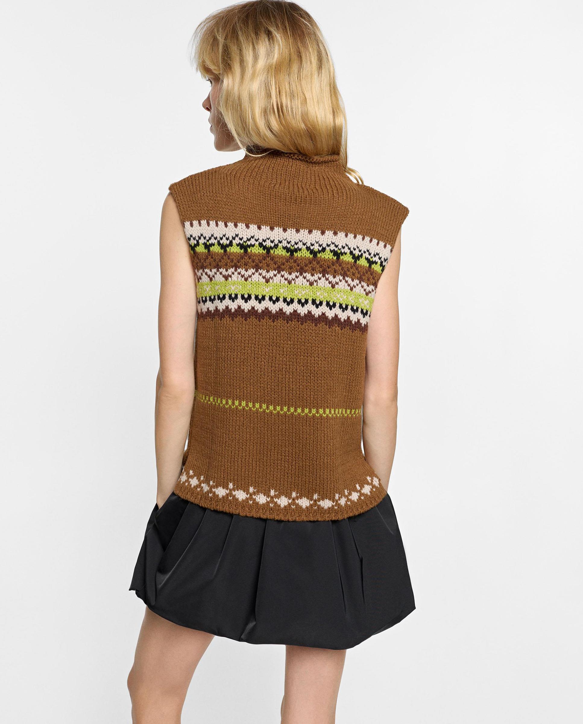 Imagen 4 de Chaleco de mujer de punto con estampado jacquard - Parfois - Multicolor Multicolor