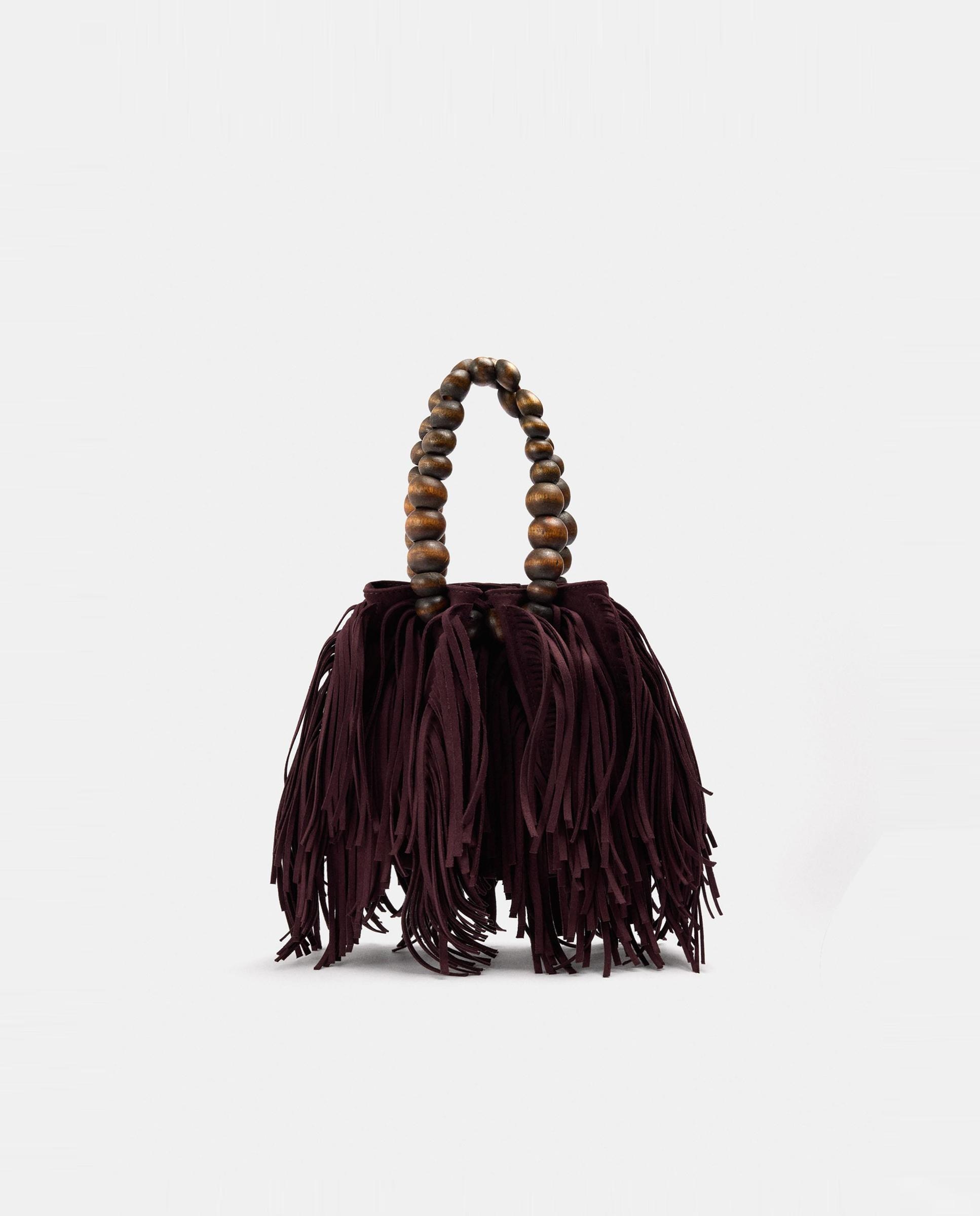 Bolso de fiesta convertible a bandolera con flecos decorativos y cierre imantado - Parfois - Burdeos Burdeos-1