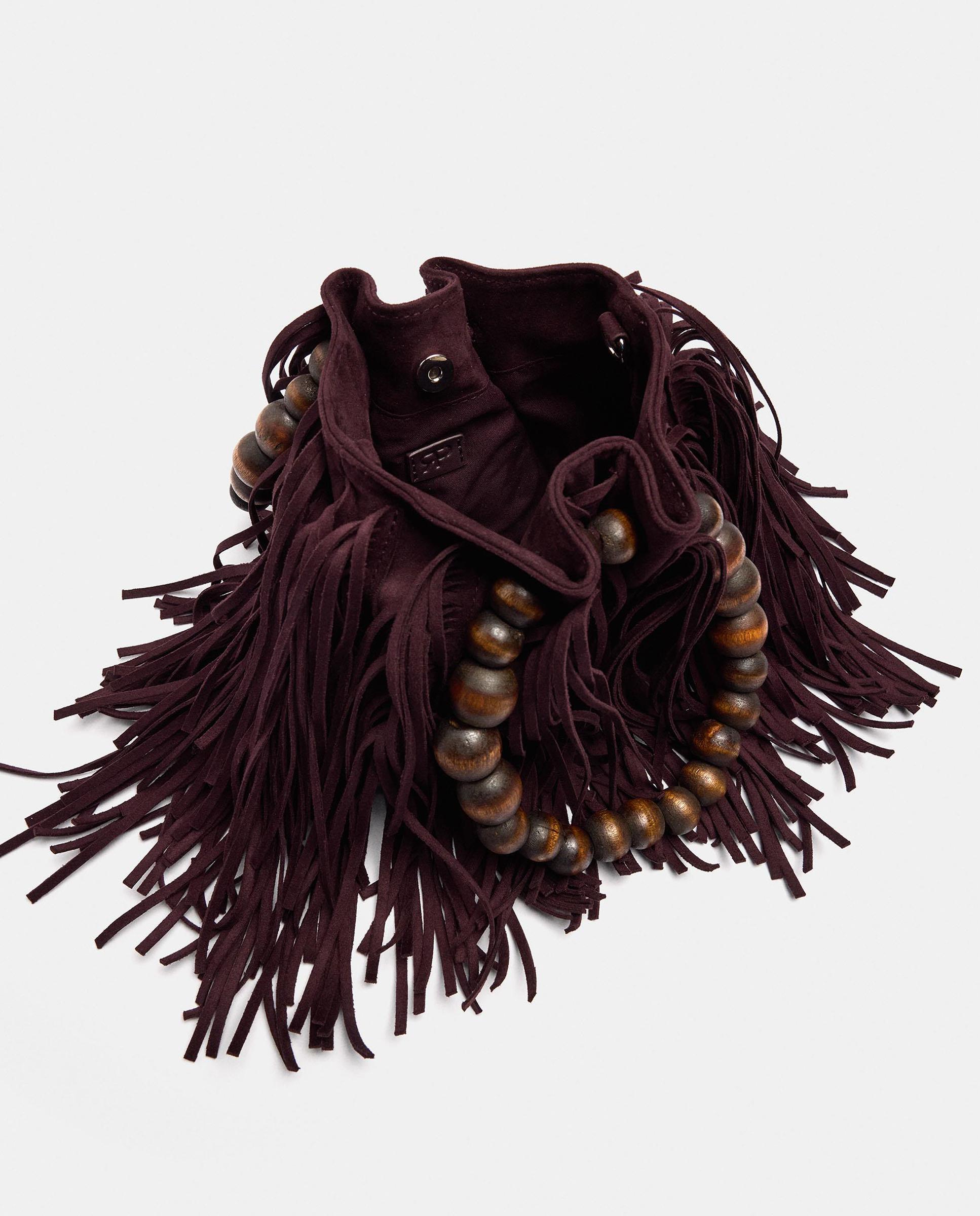 Bolso de fiesta convertible a bandolera con flecos decorativos y cierre imantado - Parfois - Burdeos Burdeos-4