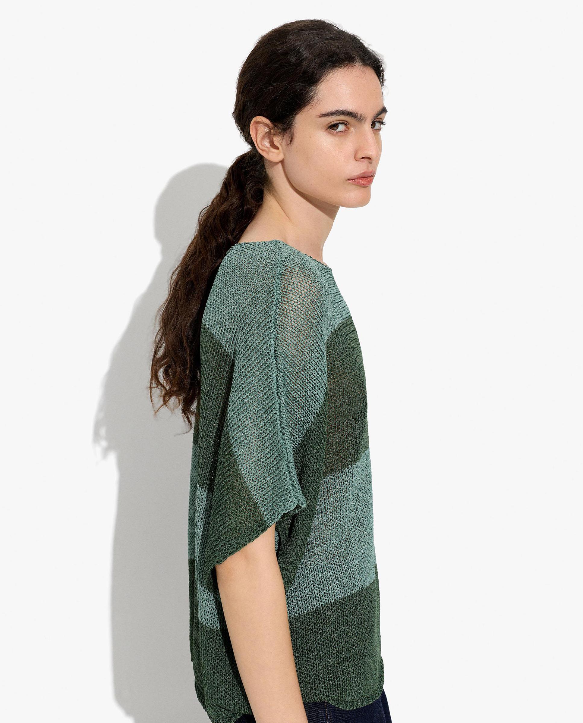 Jersey de mujer de punto con manga fluida y estampado de rayas - Parfois - Verde Verde-1