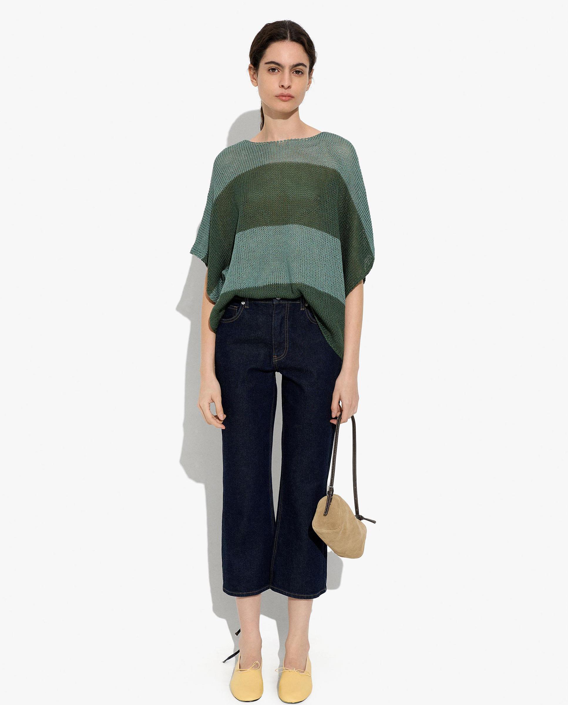 Jersey de mujer de punto con manga fluida y estampado de rayas - Parfois - Verde Verde-2