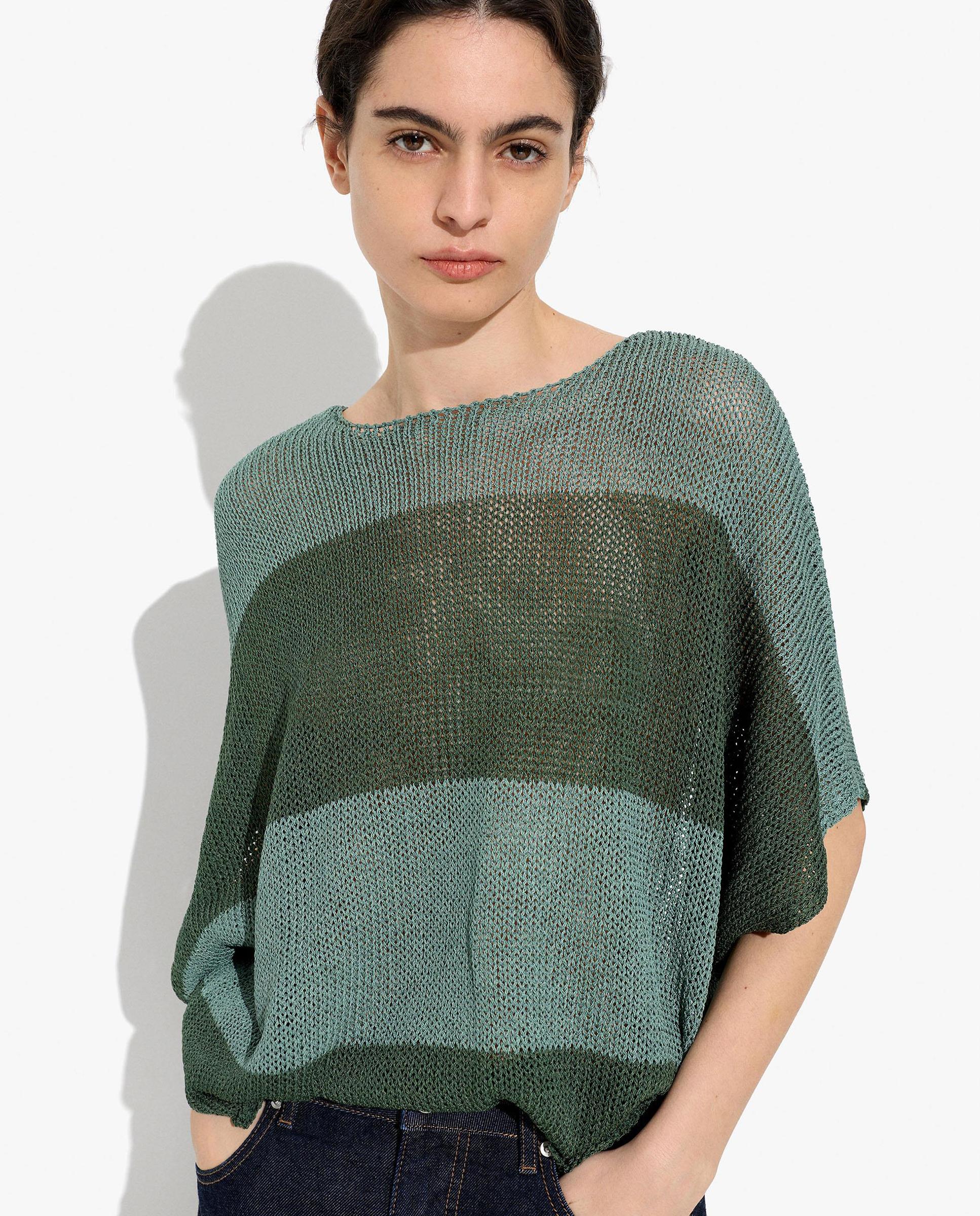 Jersey de mujer de punto con manga fluida y estampado de rayas - Parfois - Verde Verde-4