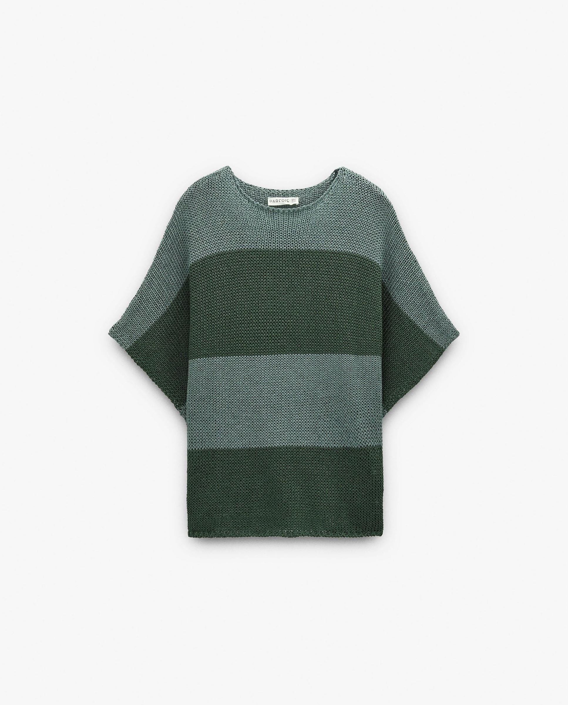 Jersey de mujer de punto con manga fluida y estampado de rayas - Parfois - Verde Verde-6