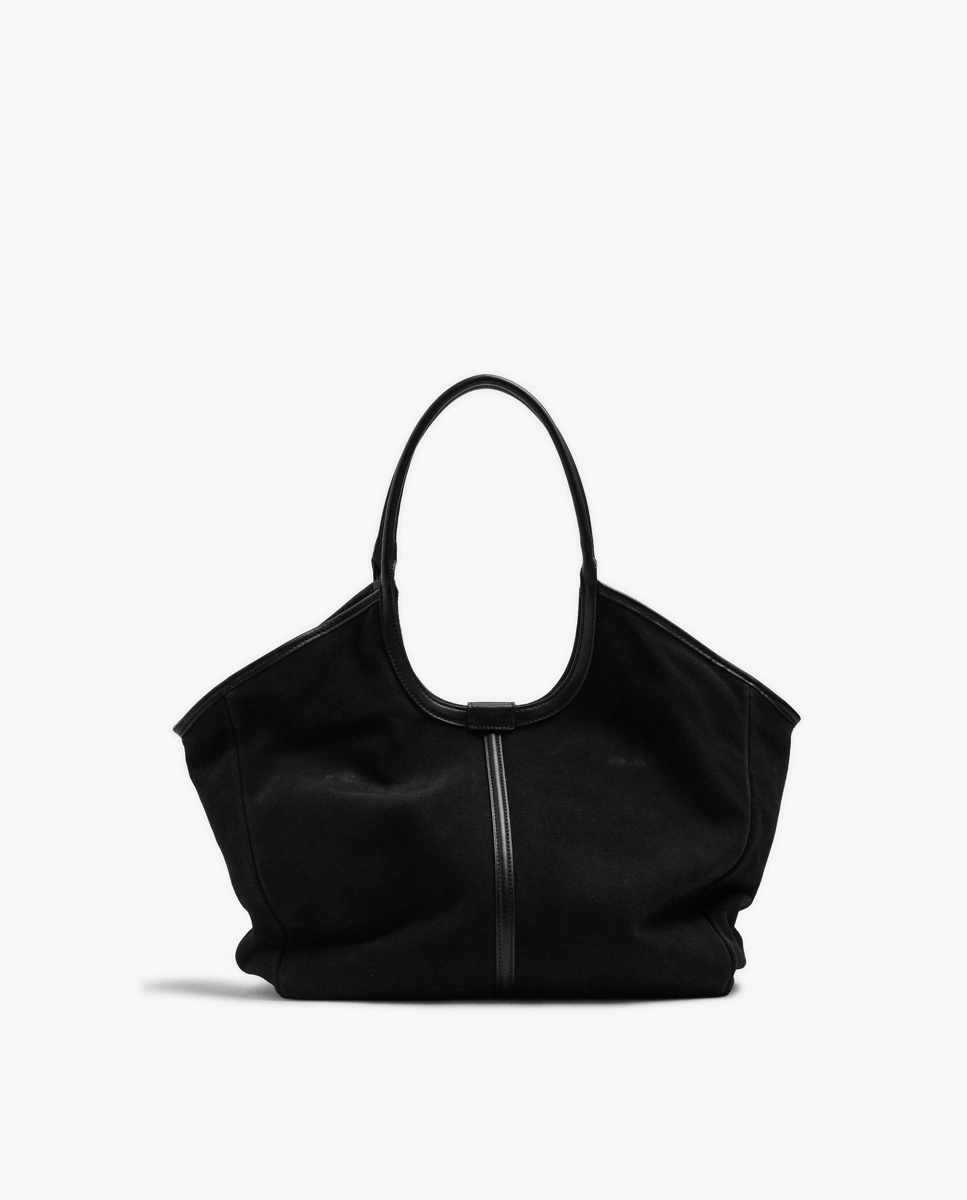 Shopper grande con cierre imantado en liso - Parfois - Negro Negro-1