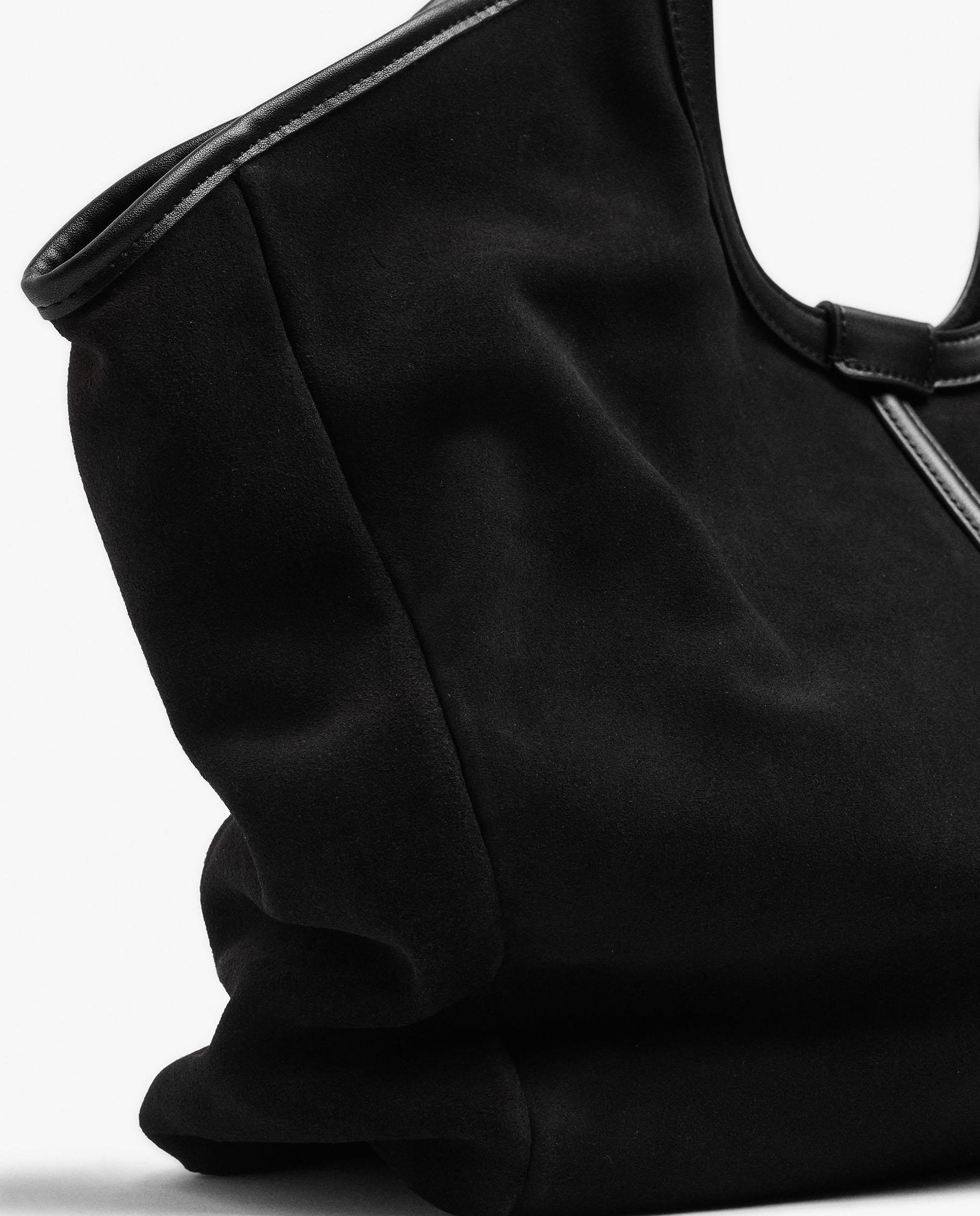 Shopper grande con cierre imantado en liso - Parfois - Negro Negro-2