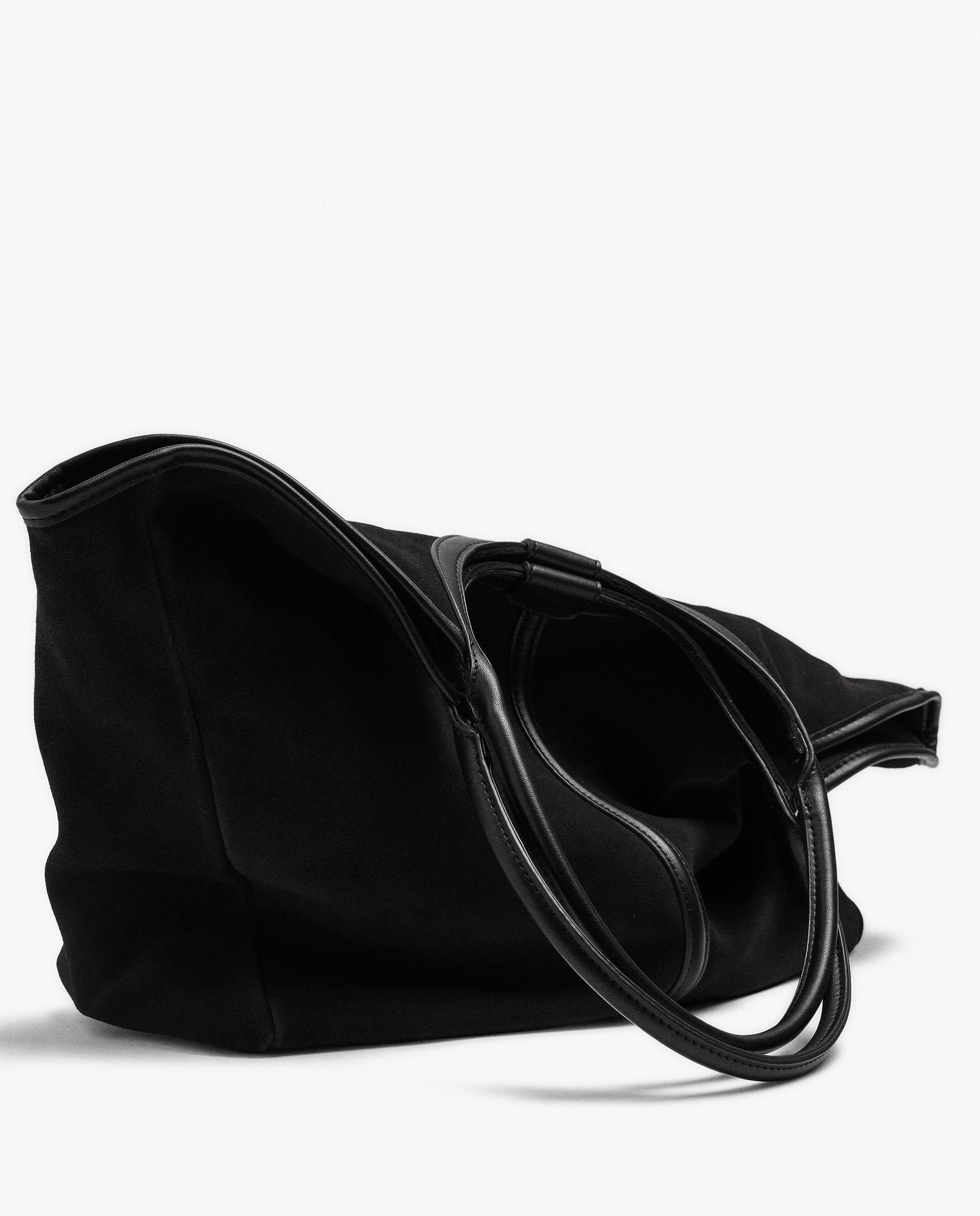 Shopper grande con cierre imantado en liso - Parfois - Negro Negro-3