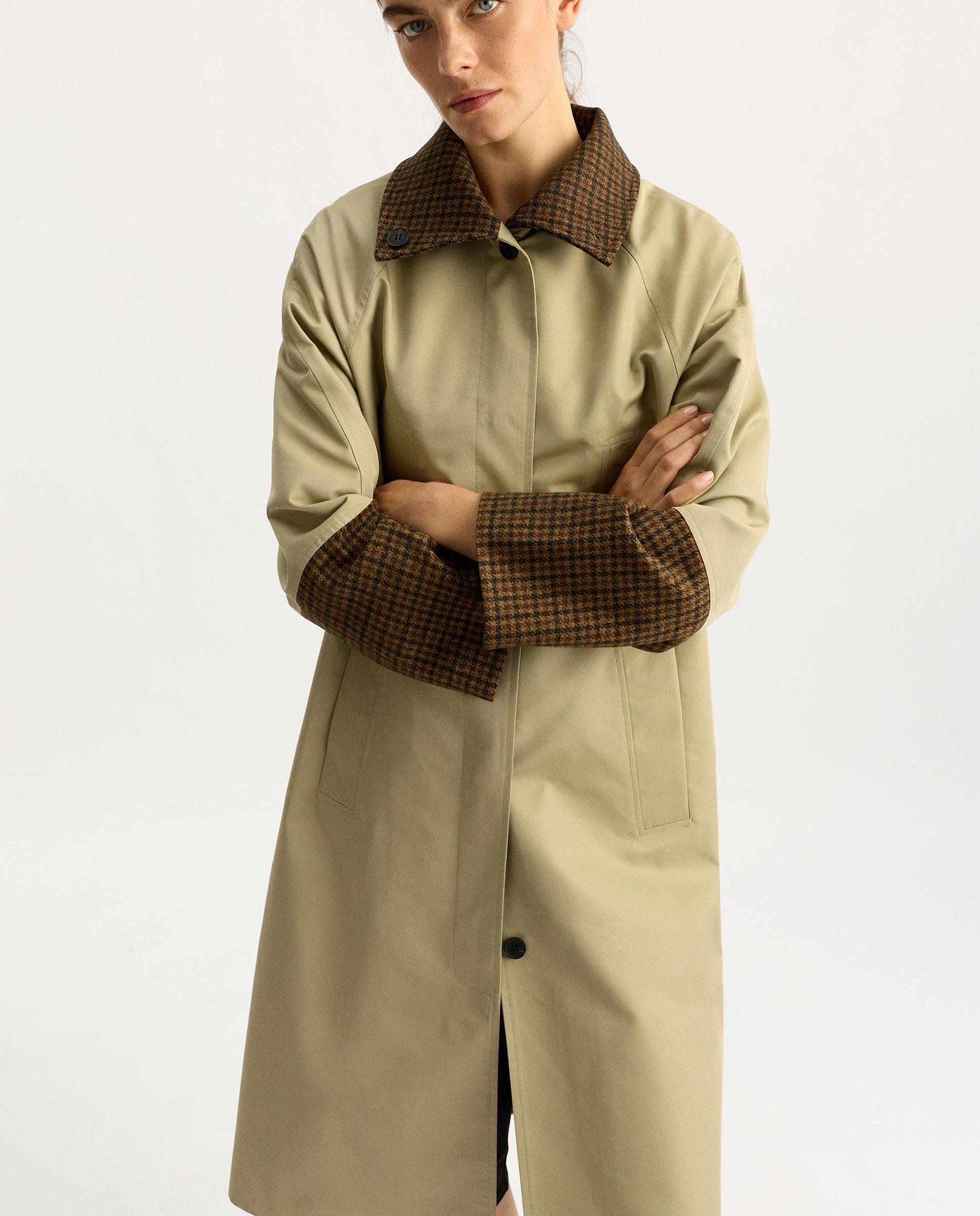 Gabardina de mujer larga con detalles a contraste - Parfois - Camel Camel-1